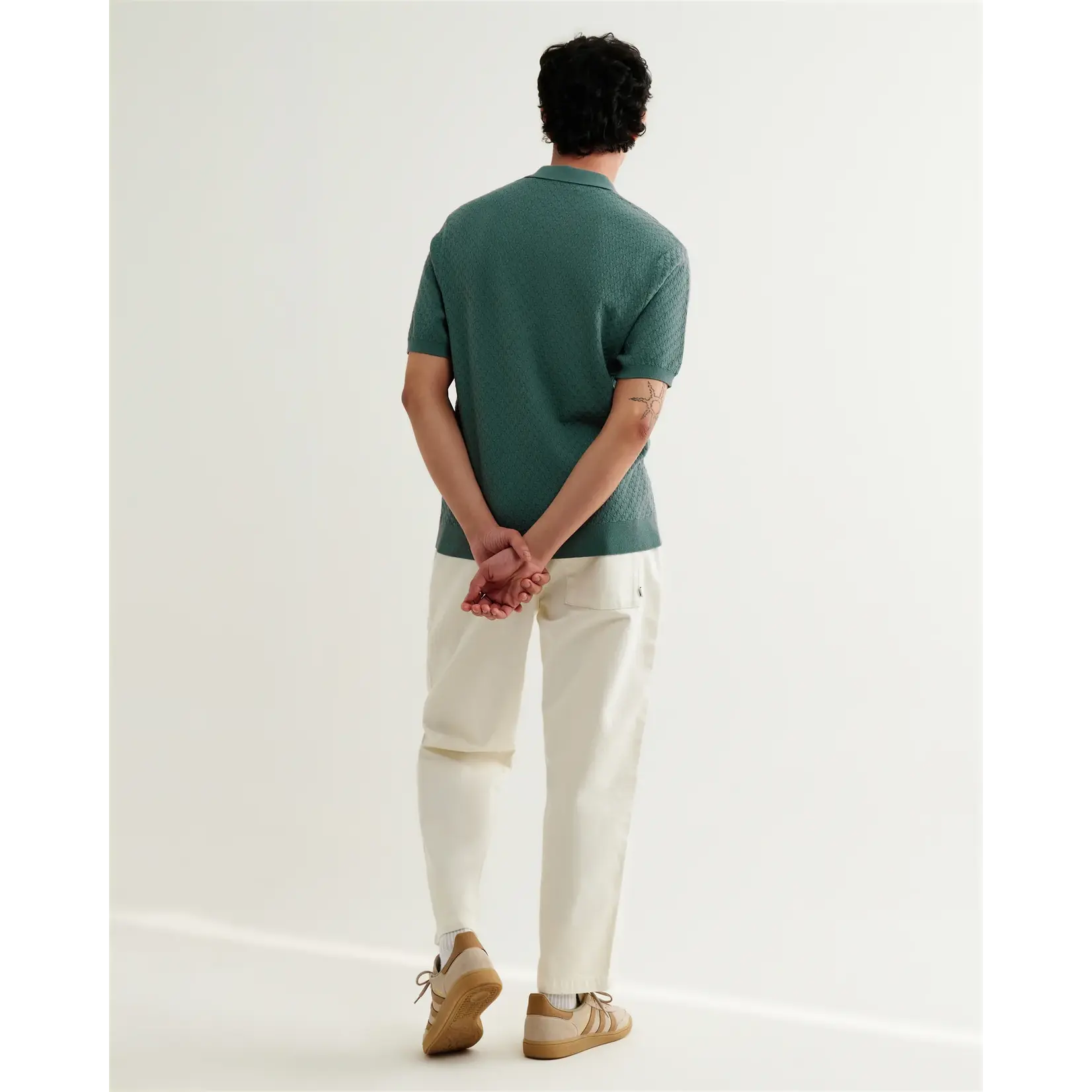 Wax London Wax London Naples SS Polo Retro Diamond Cotton Sea Green