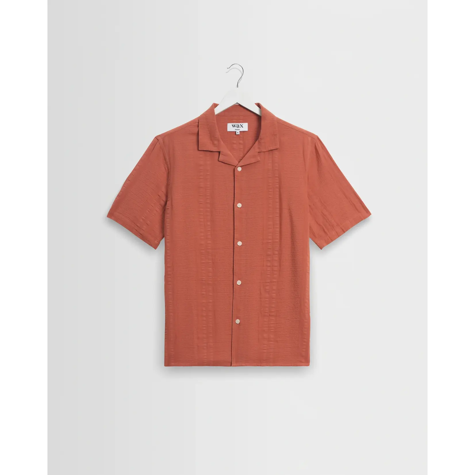 Wax London Wax London Didcot SS Shirt Dbl-Weave Seersucker Rust