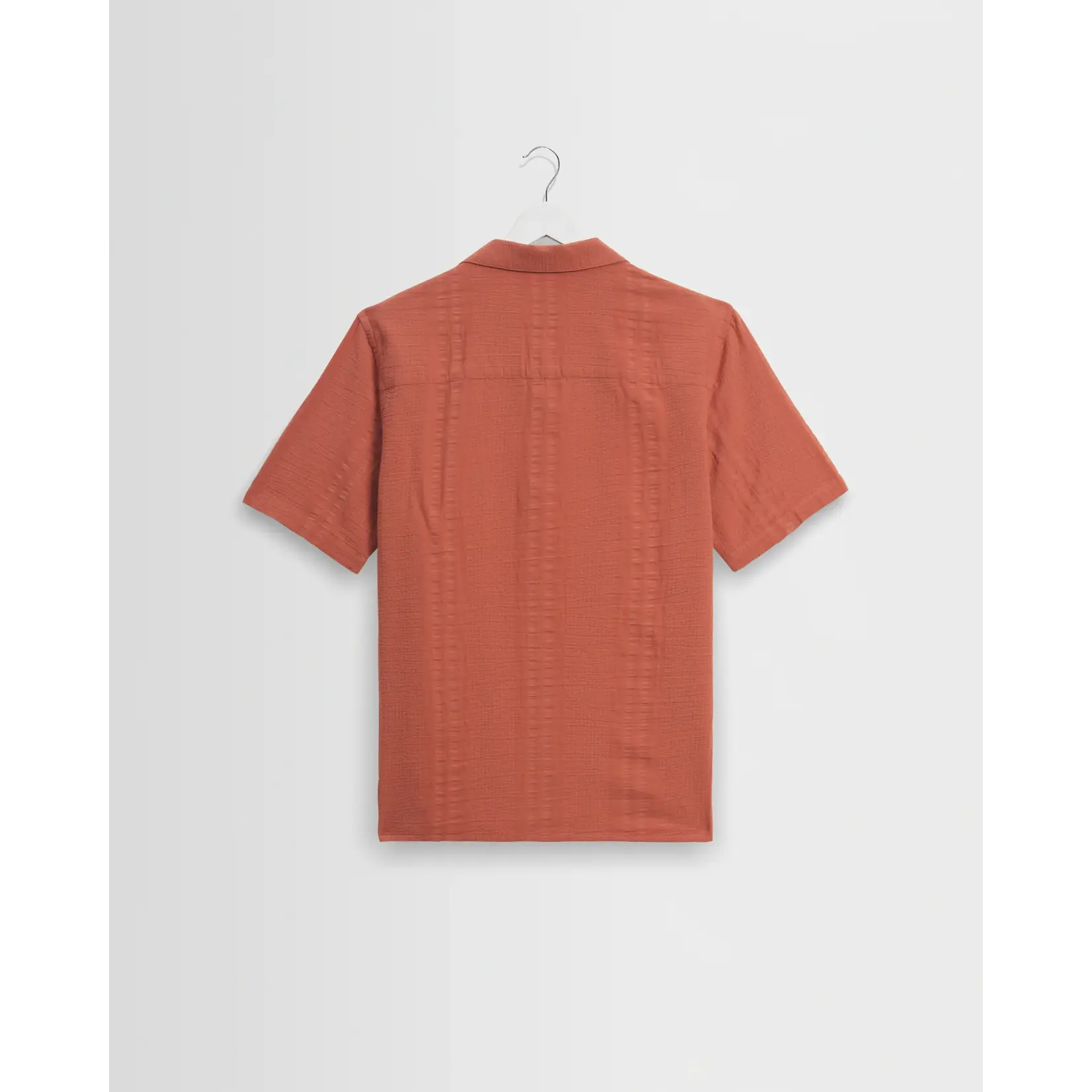 Wax London Wax London Didcot SS Shirt Dbl-Weave Seersucker Rust