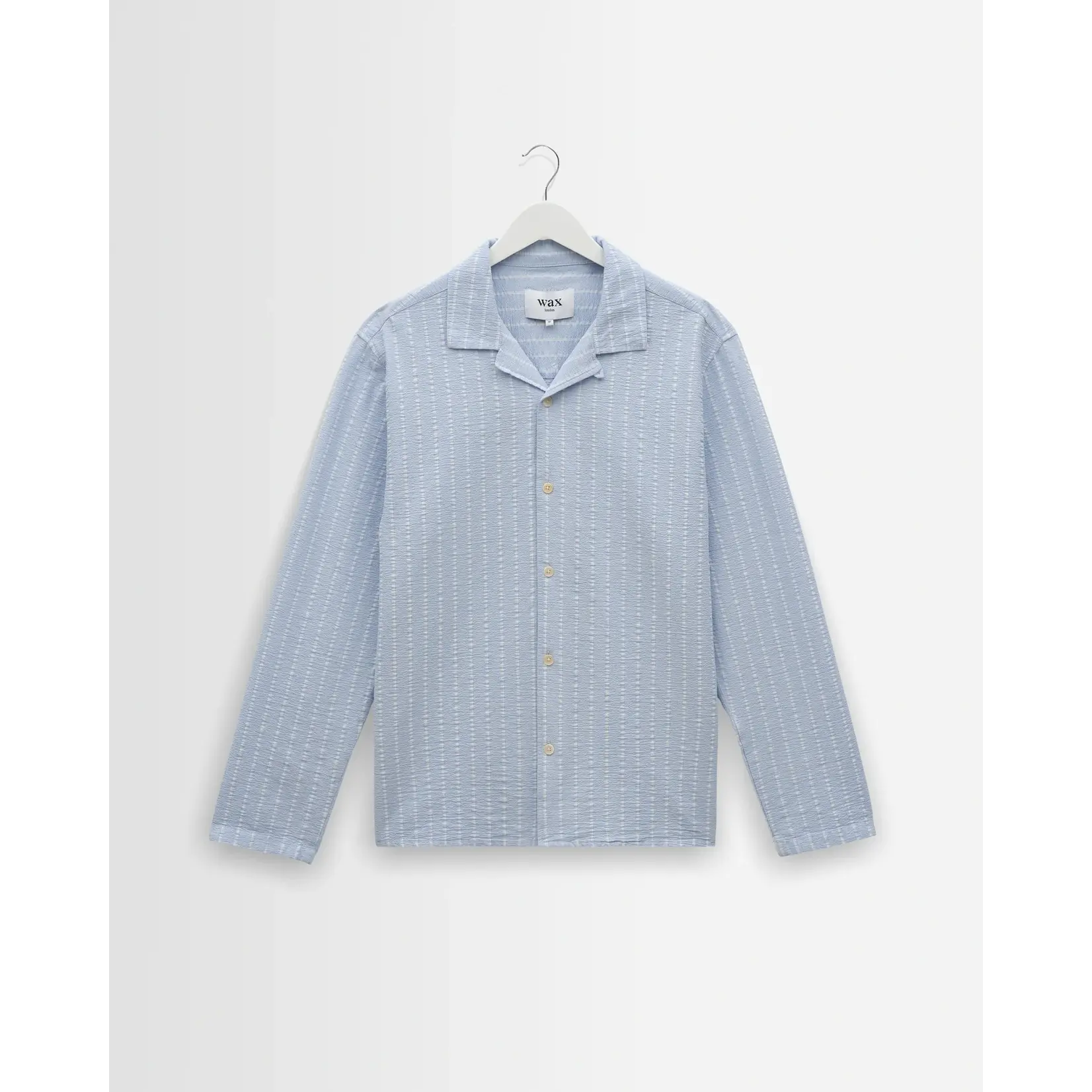 Wax London Wax London Corey LS Shirt Seersucker Stripe Blue/Ecru
