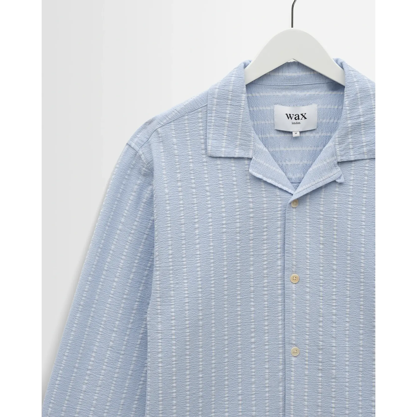 Wax London Wax London Corey LS Shirt Seersucker Stripe Blue/Ecru