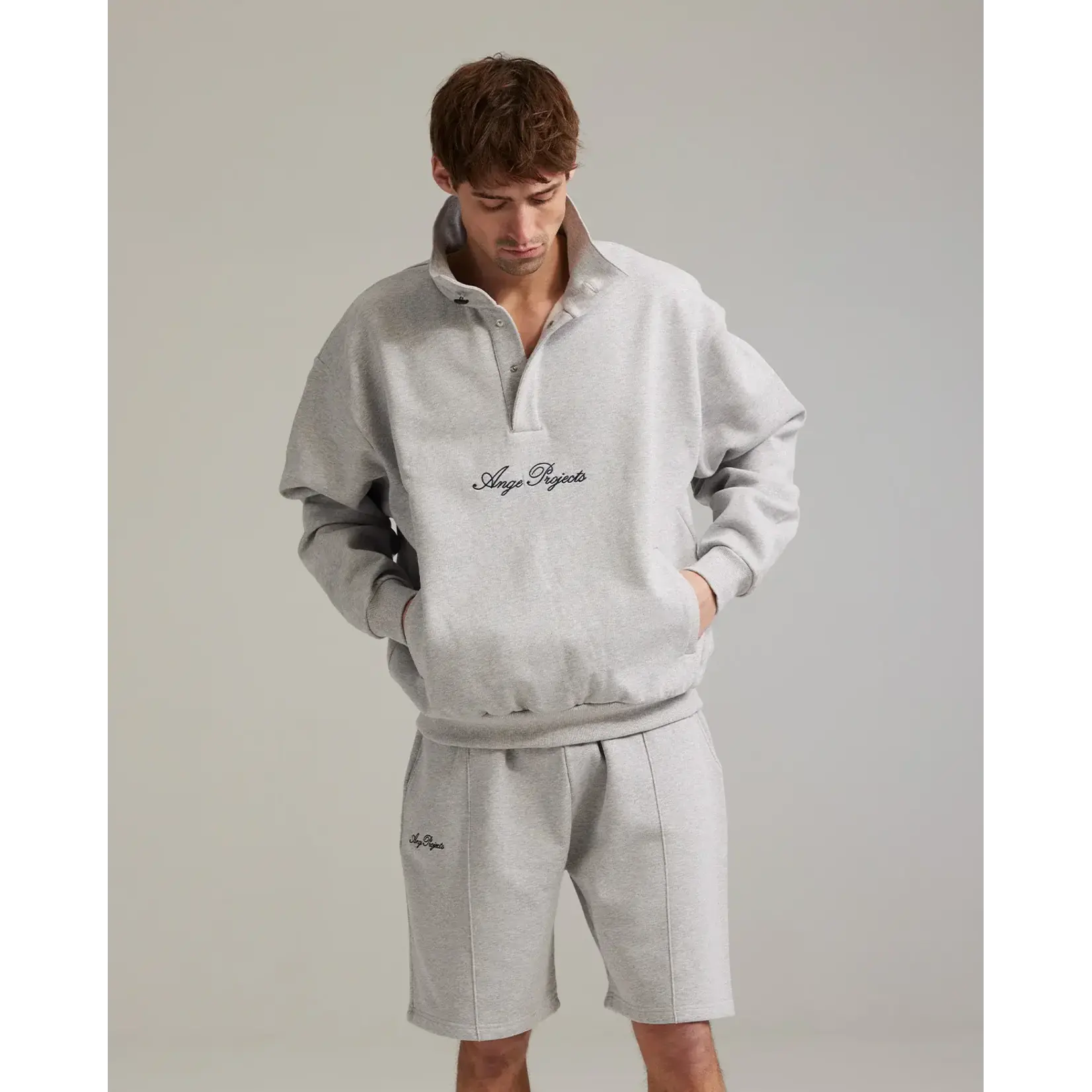 Ange Projects Ange Projects Button Script Rollneck  Heather Grey