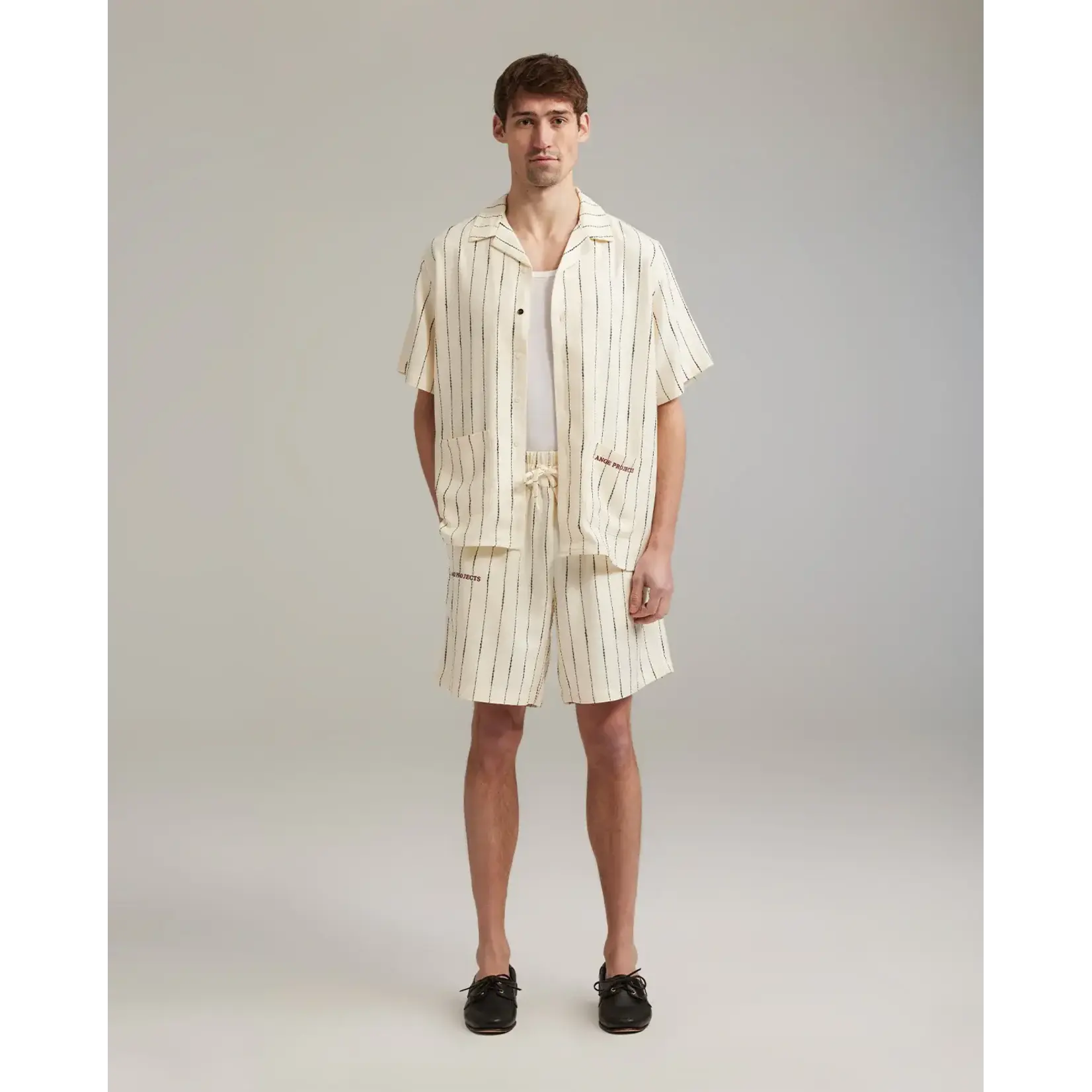 Ange Projects Ange Projects Striped Linen Bowling Shirt Ecru