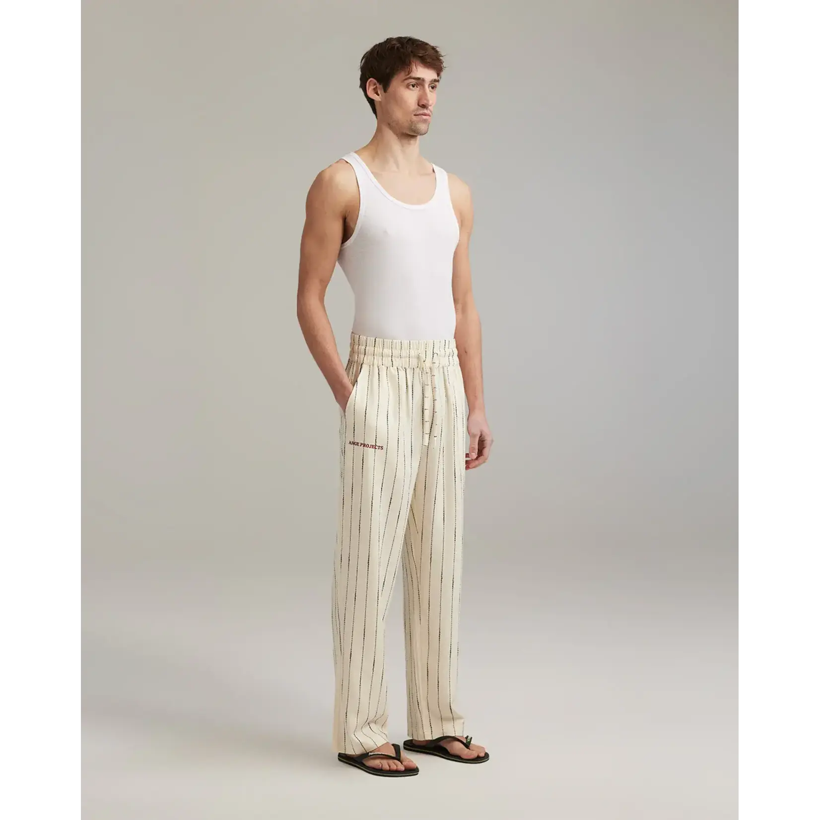 Ange Projects Ange Projects Striped Linen Trousers Ecru