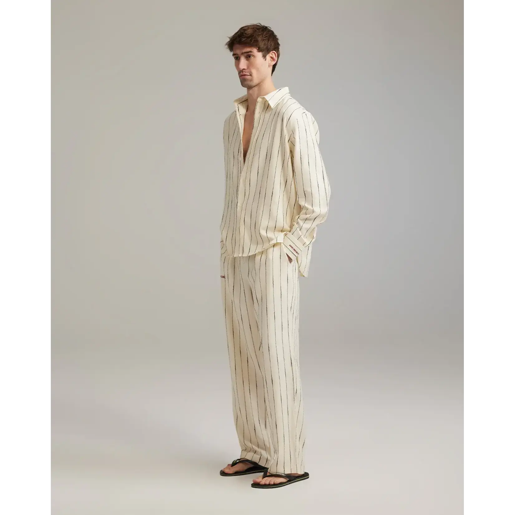 Ange Projects Ange Projects Striped Linen Trousers Ecru