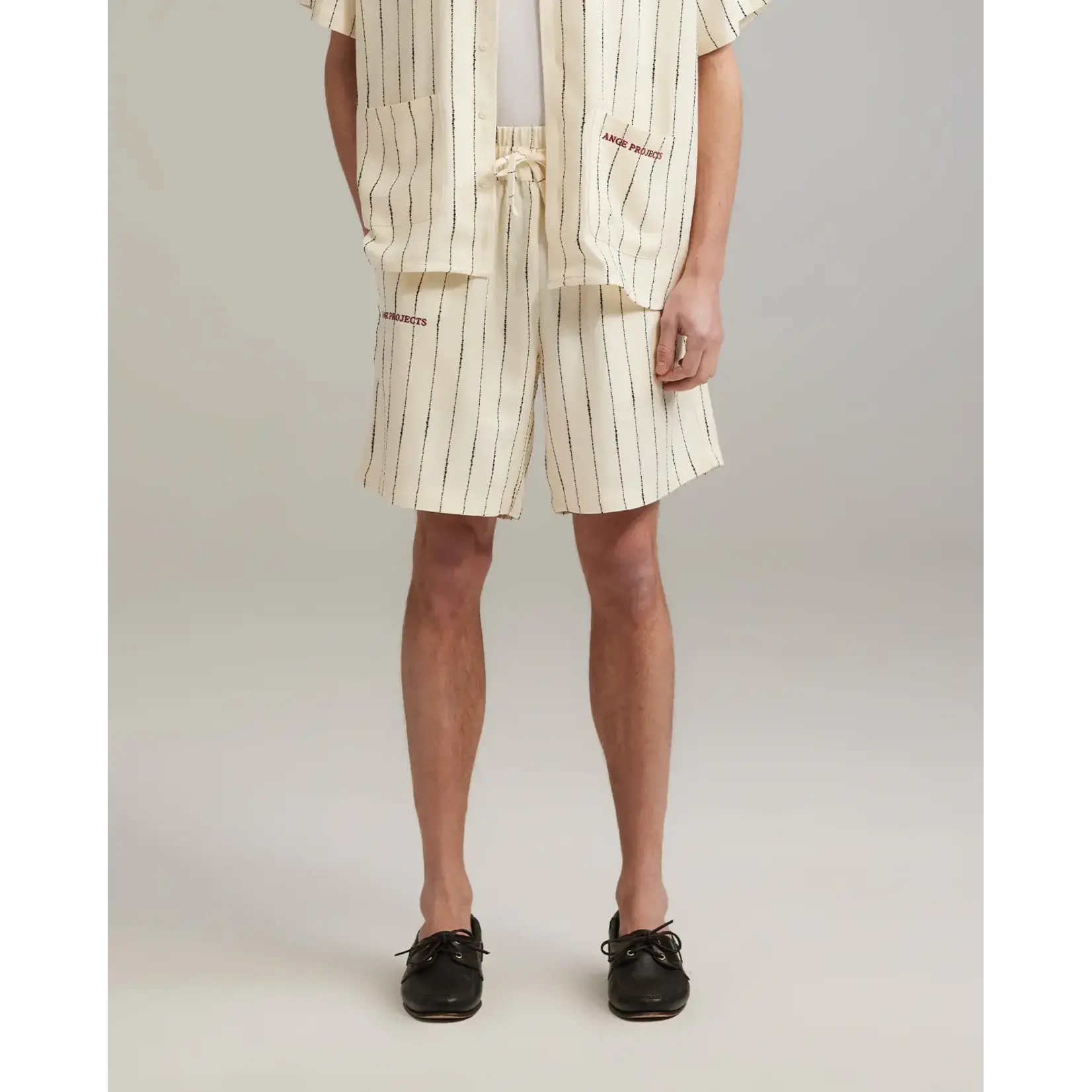 Ange Projects Ange Projects Striped Linen Shorts Ecru