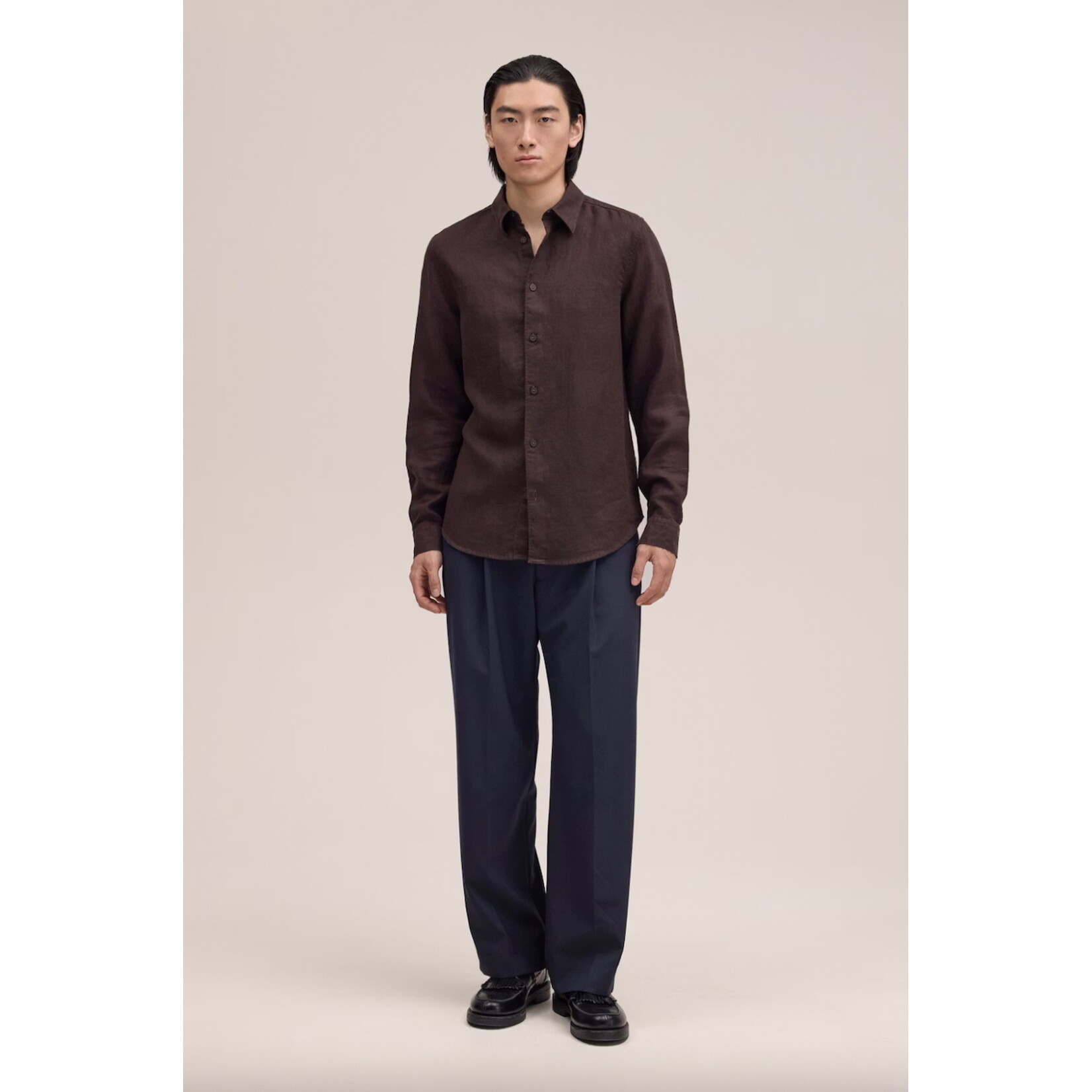 NN07 NN07 Enzo linen shirt 5708 Deep truffle