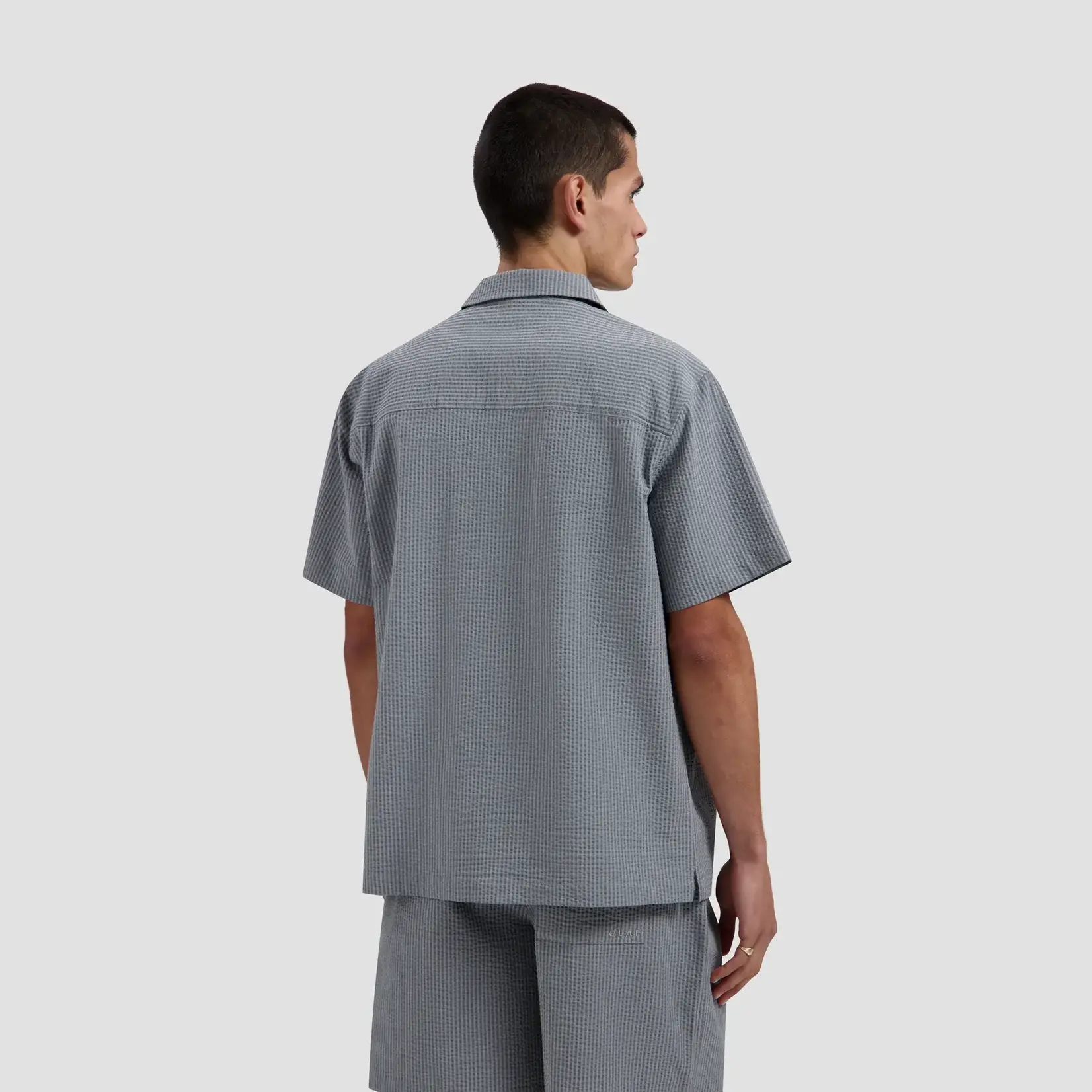Olaf Hussein Olaf Seersucker Camp Shirt Heather Grey