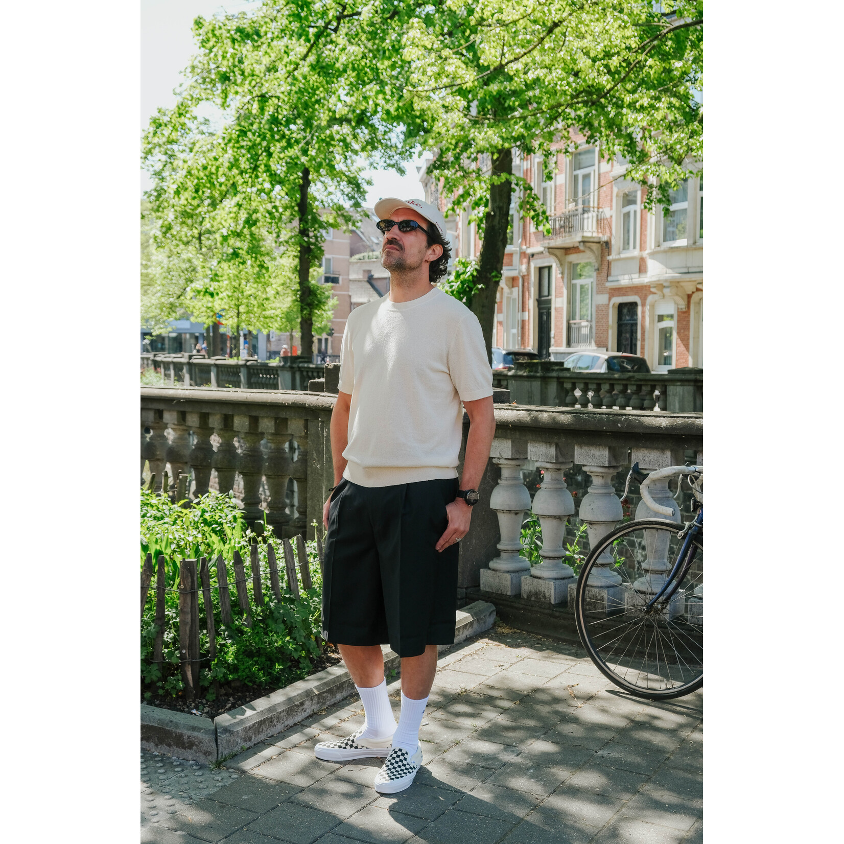 Olaf Hussein Olaf Tropical Wool Blend Tailored Shorts Black