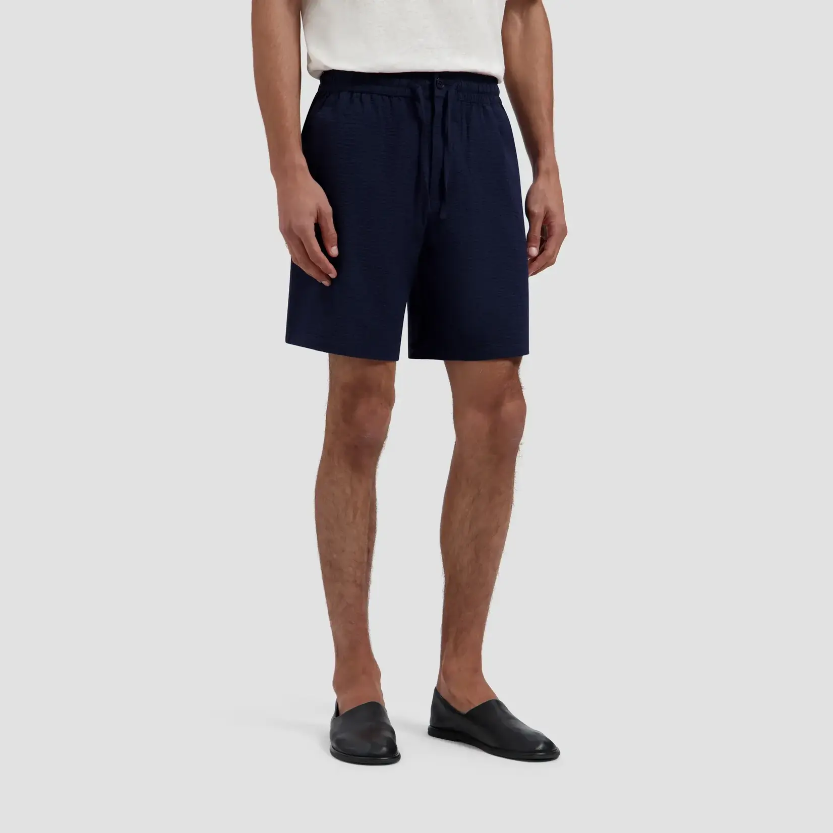 Olaf Hussein Olaf Seersucker Shorts Navy