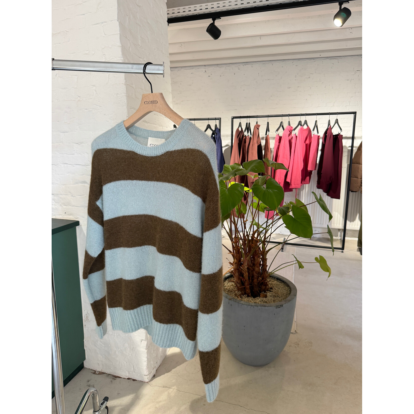 Closed Closed Block stripe crewneck drift blue