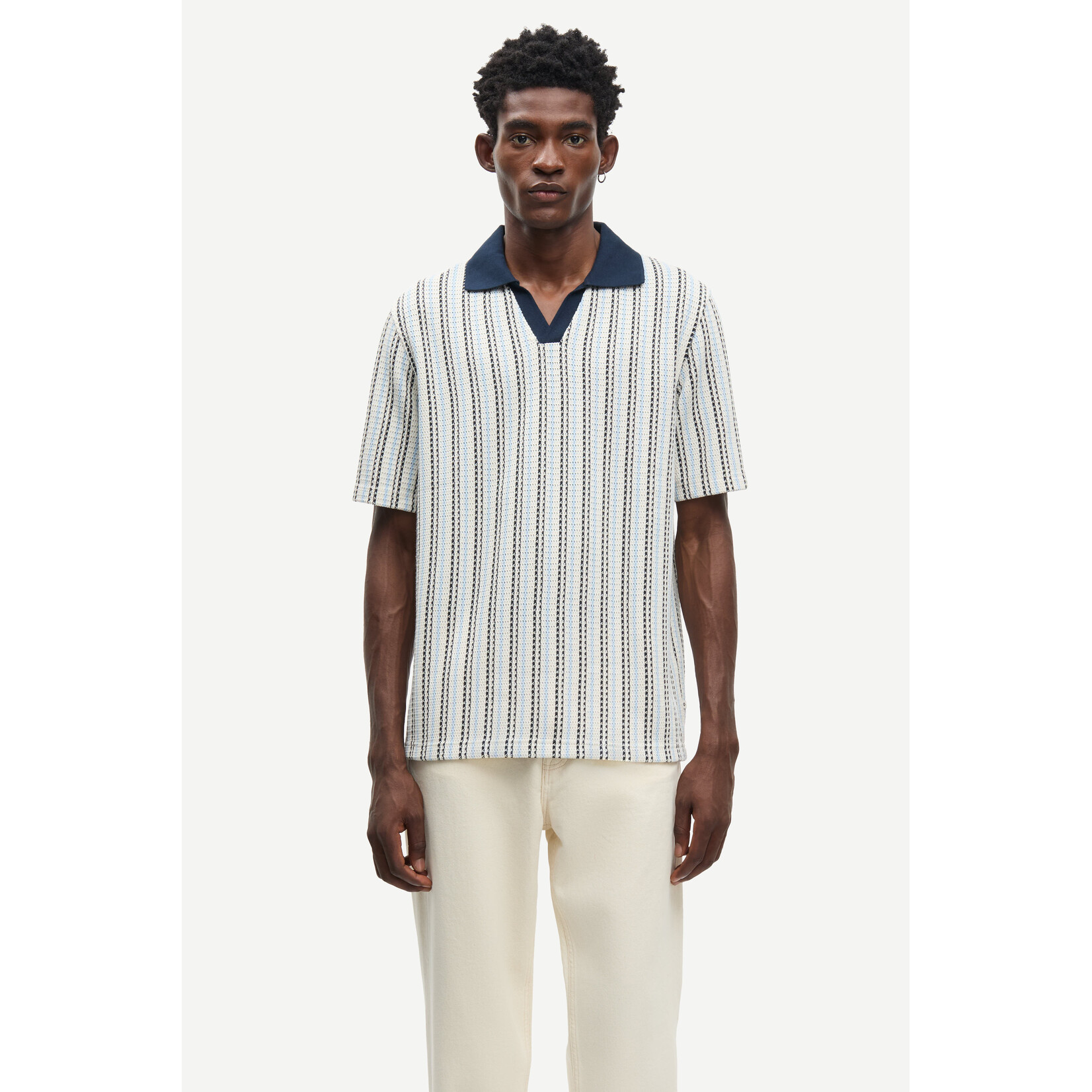 Samsoe & Samsoe Samsoe Samsoe Samac v-neck polo Blue stripe