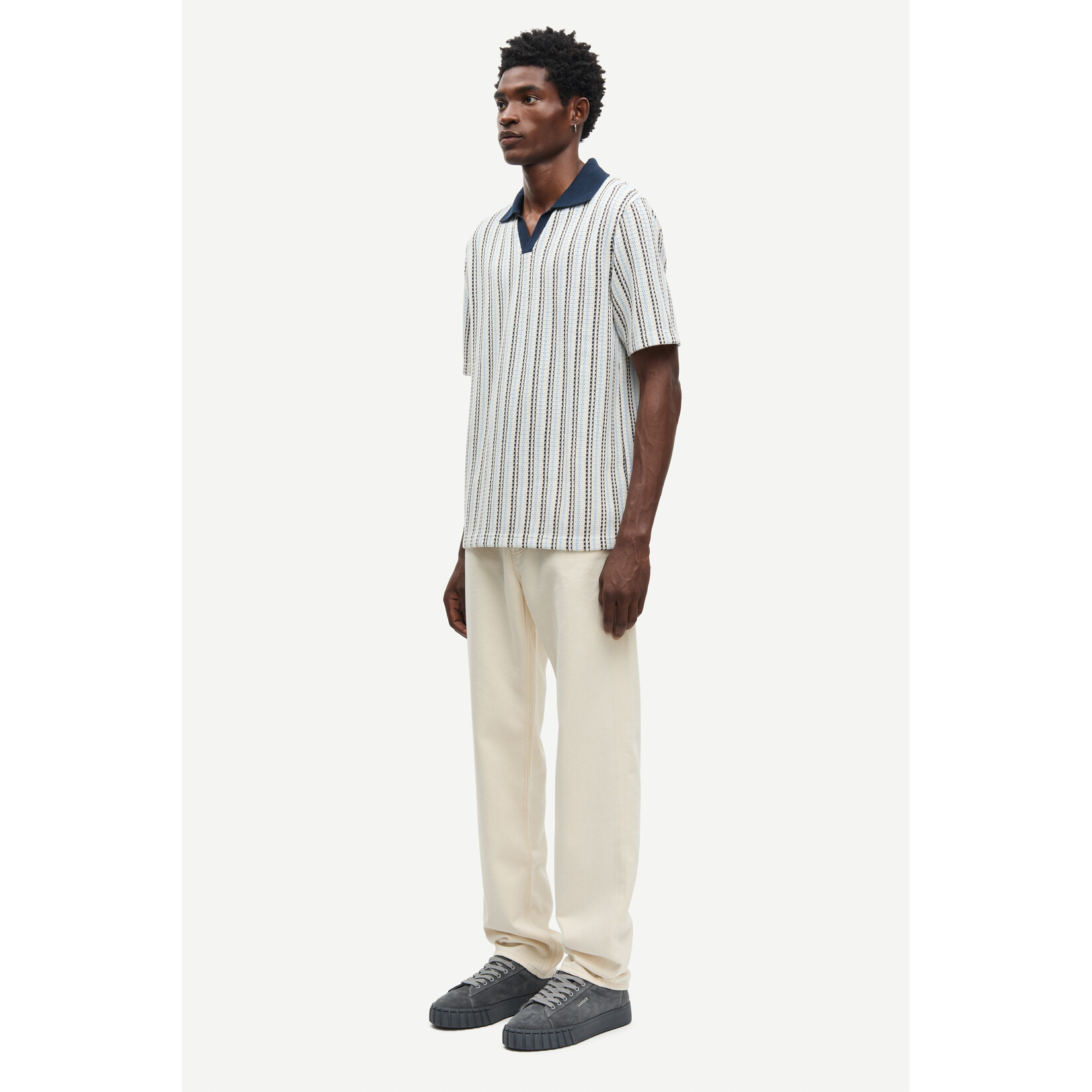 Samsoe & Samsoe Samsoe Samsoe Samac v-neck polo Blue stripe