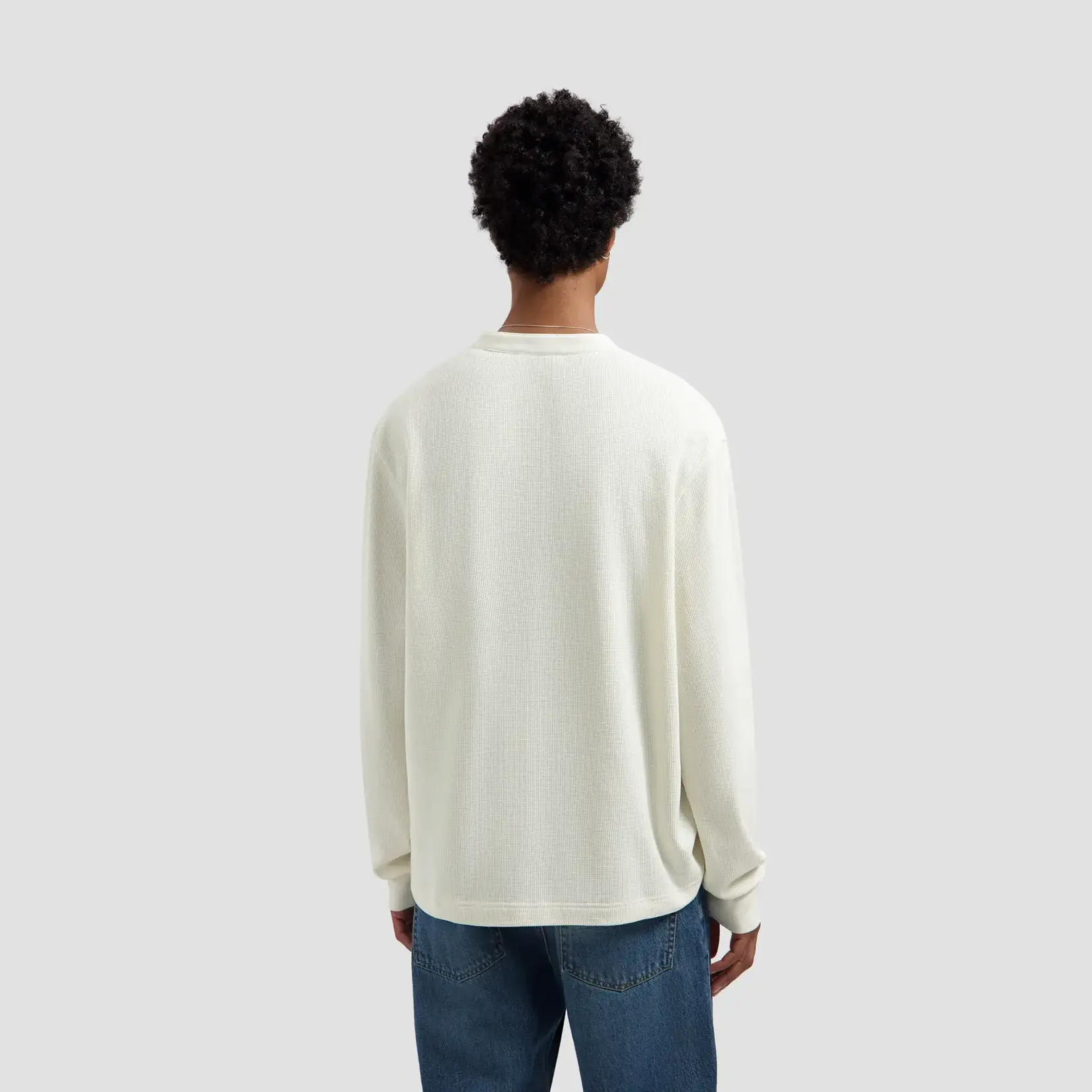 Olaf Hussein Olaf waffle Henley LS off white