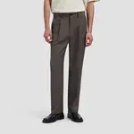 Olaf Hussein Olaf regular wool pleated pant chocolate chip