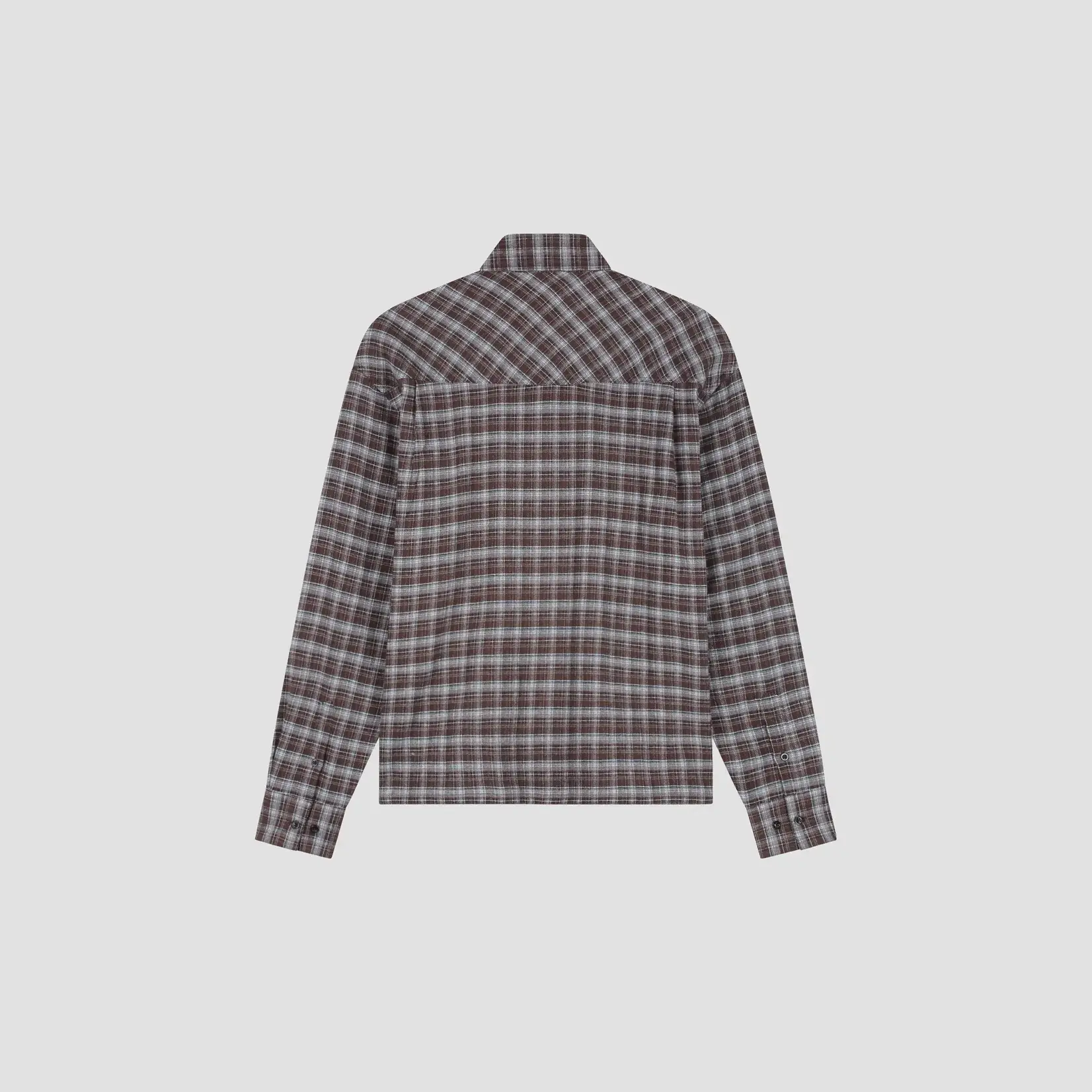 Olaf Hussein Olaf Flannel boxy shirt chocolate plum/ windsurfer