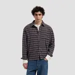 Olaf Hussein Olaf Flannel boxy shirt chocolate plum/ windsurfer
