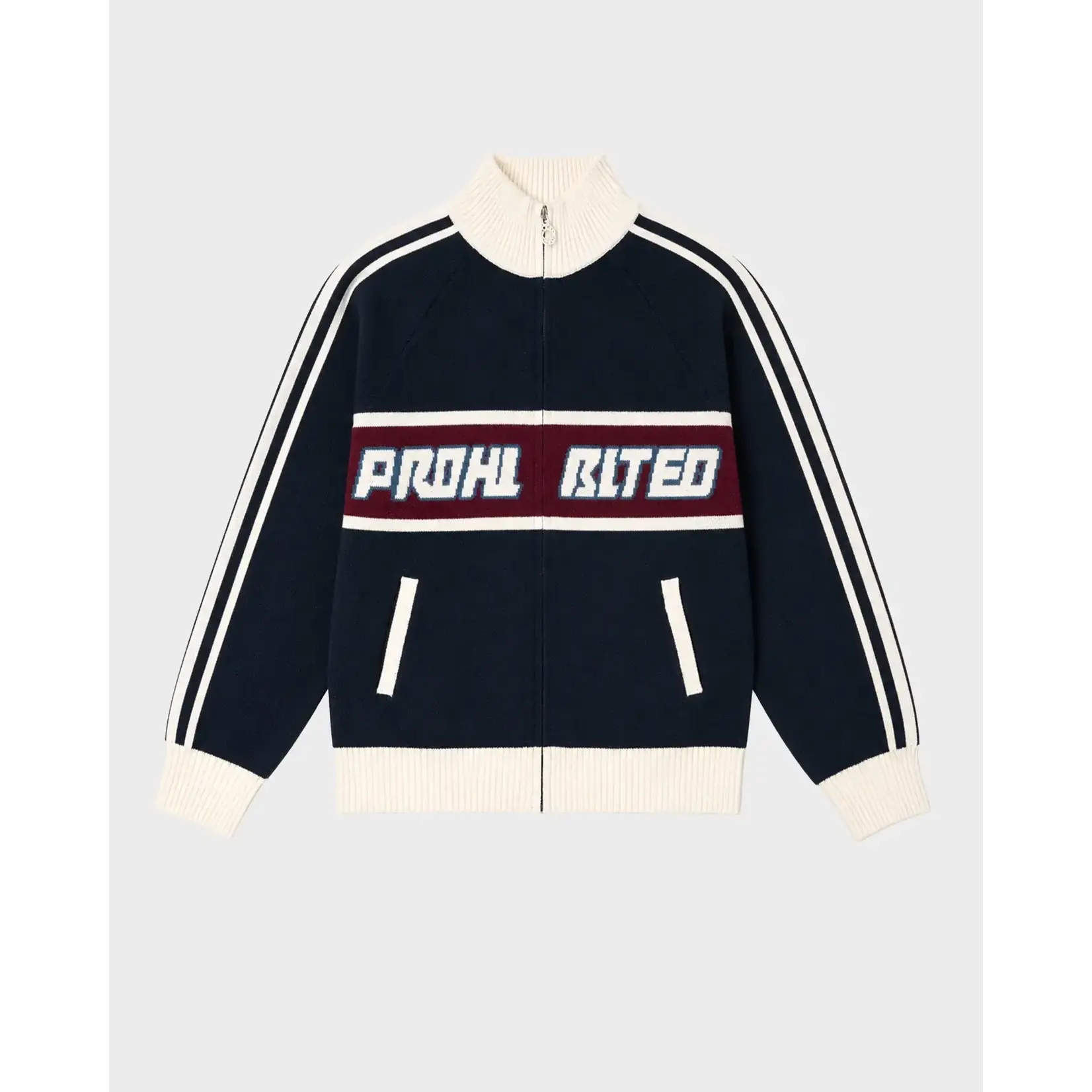 Prohibited Prohibited Letterman knit jacket black