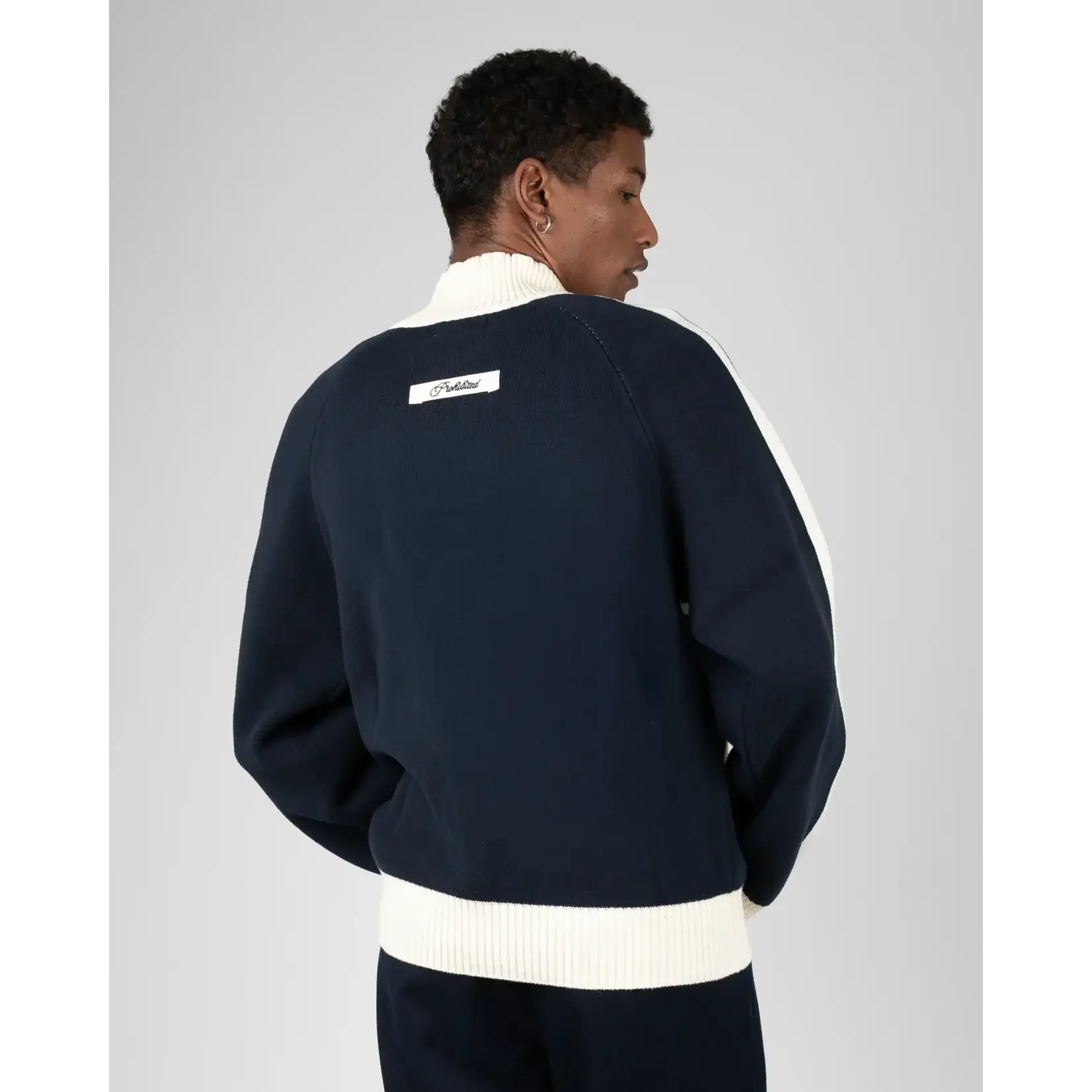 Prohibited Prohibited Letterman knit jacket black