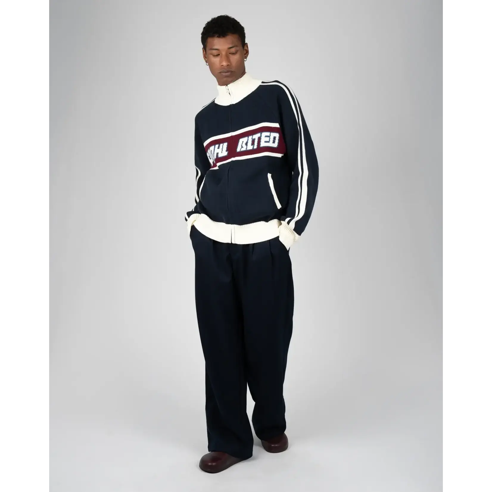 Prohibited Prohibited Letterman knit jacket black