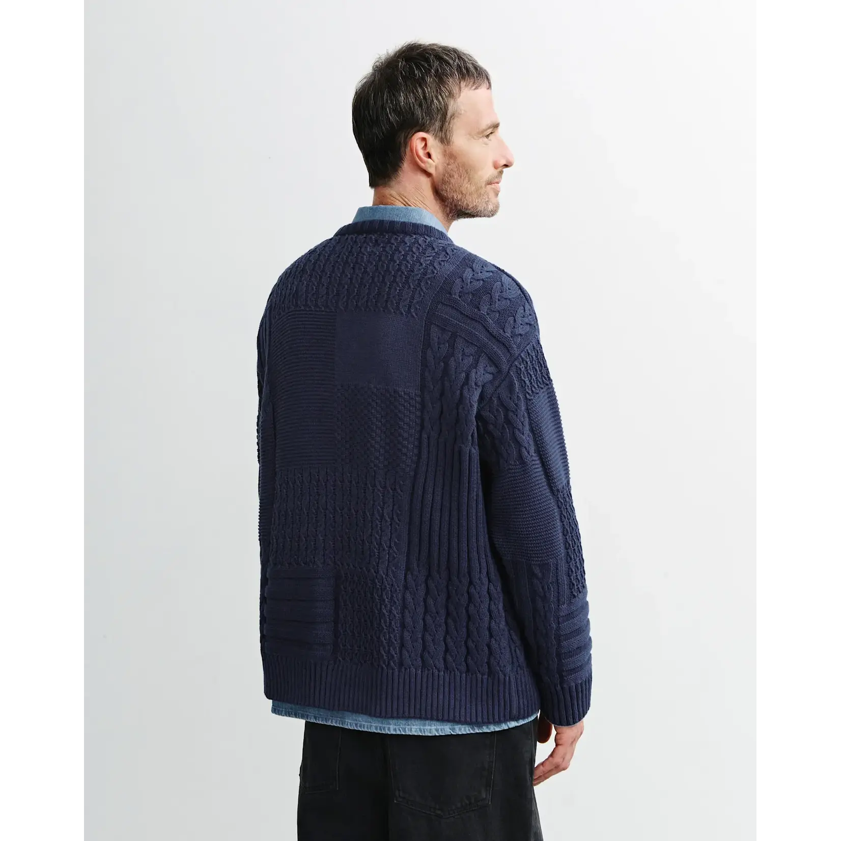 Rotholz Rotholz Patchwork Knit Sweatshirt Dark Navy