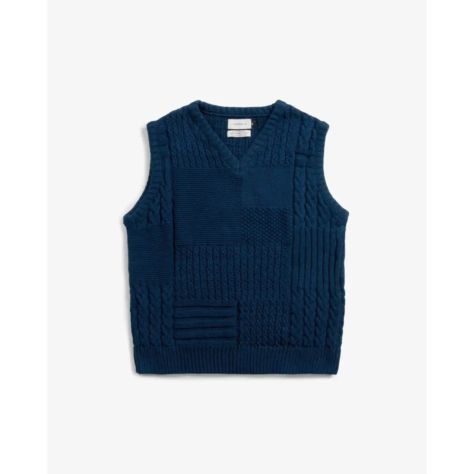 Rotholz Rotholz Patchwork Knit Vest Dark Navy