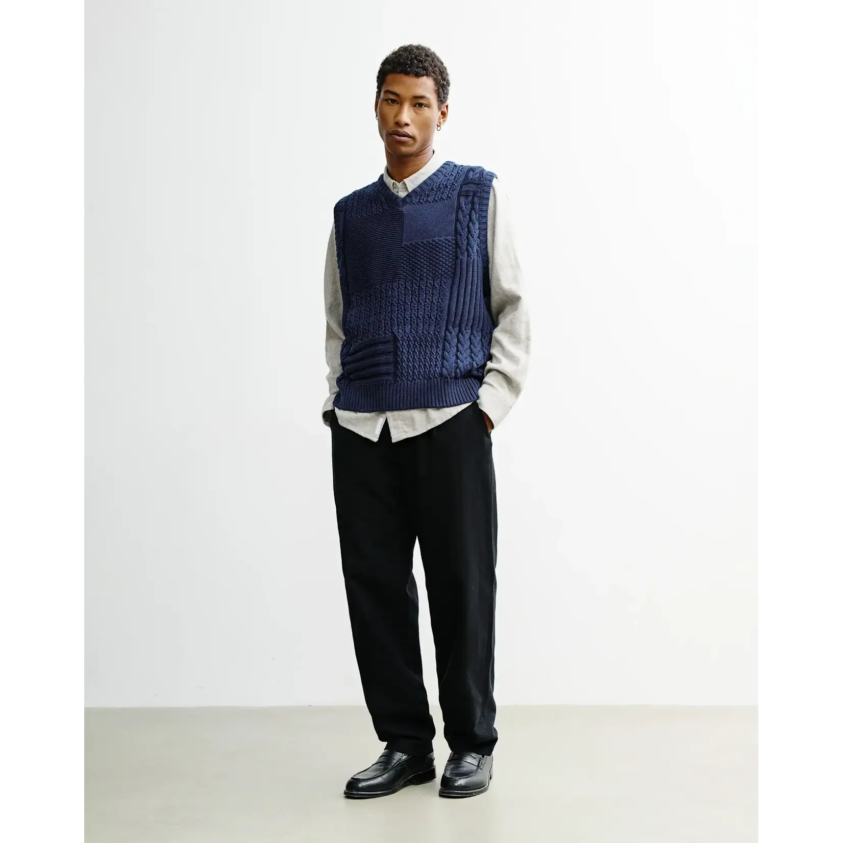 Rotholz Rotholz Patchwork Knit Vest Dark Navy