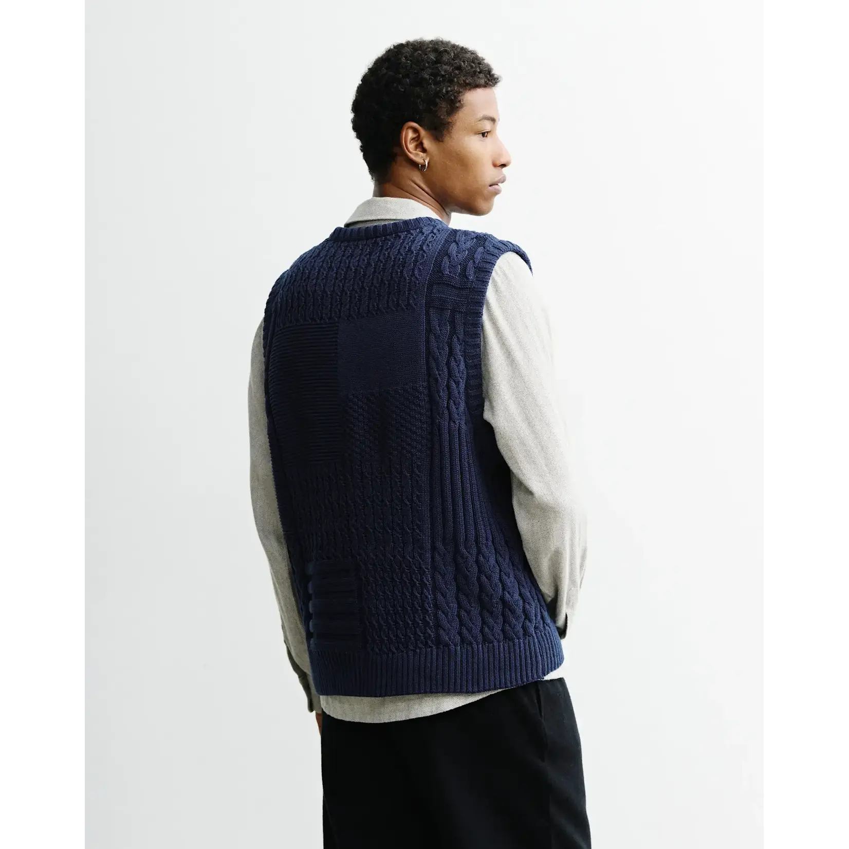 Rotholz Rotholz Patchwork Knit Vest Dark Navy