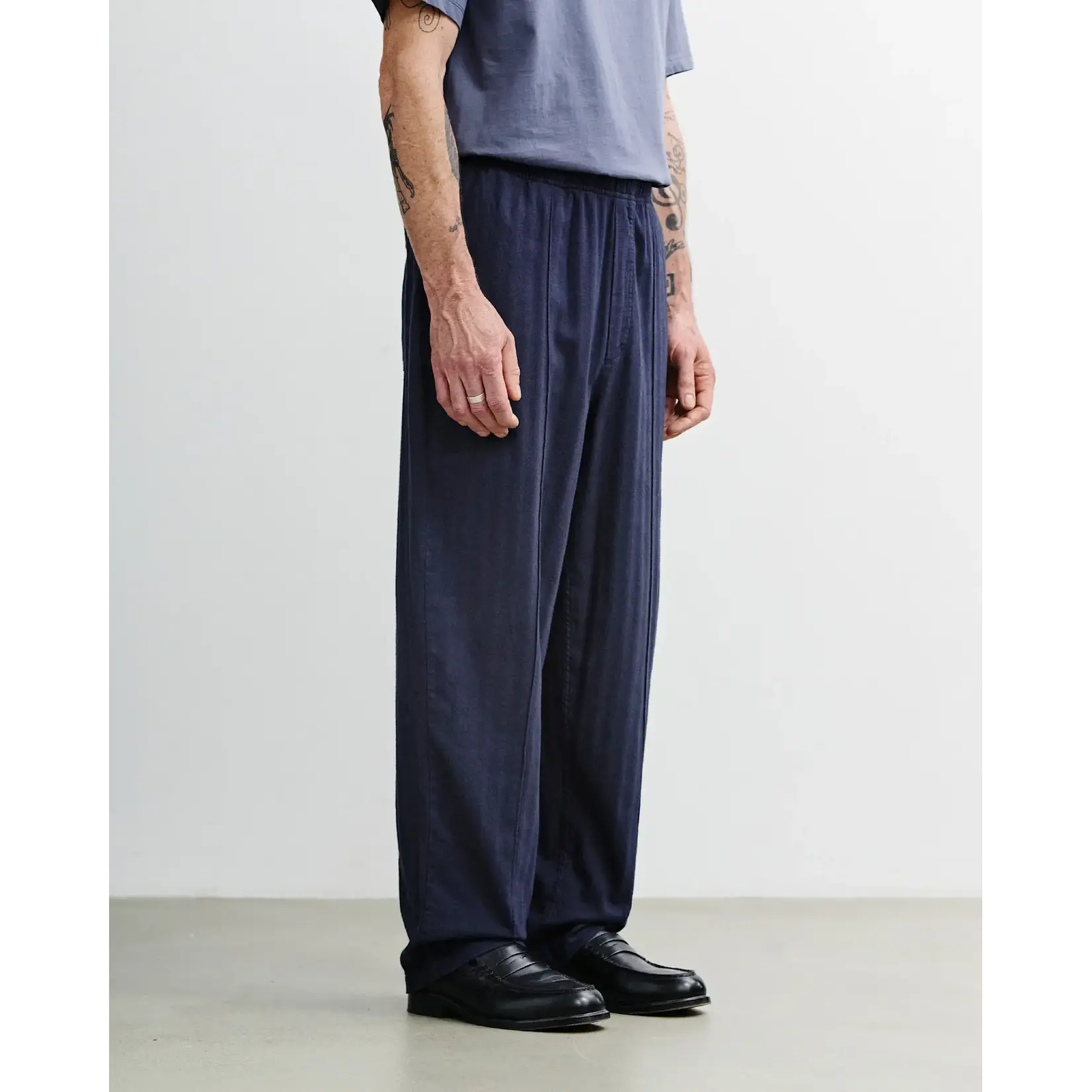 Rotholz Rotholz Pleated Wide Pant Herringbone Blue