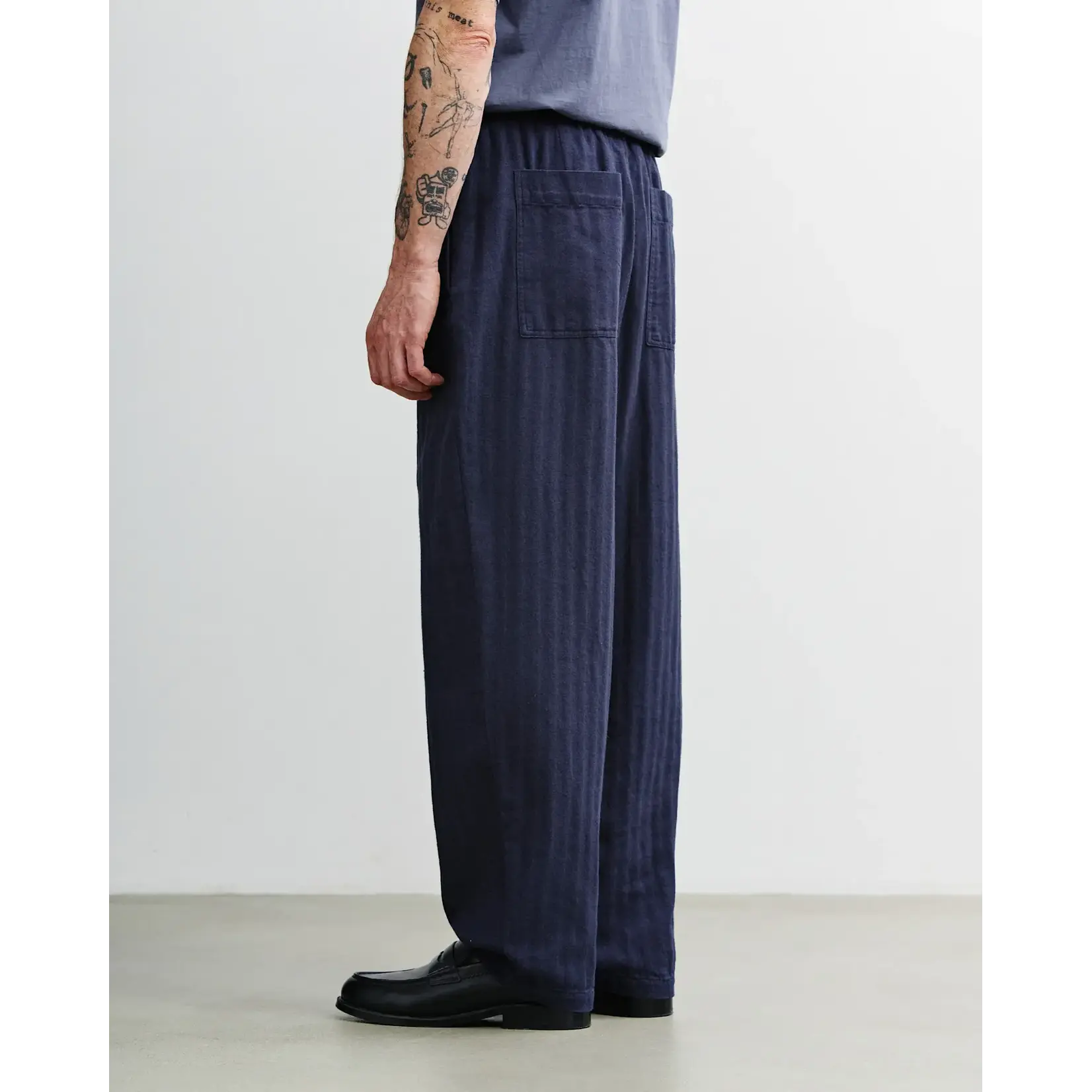 Rotholz Rotholz Pleated Wide Pant Herringbone Blue