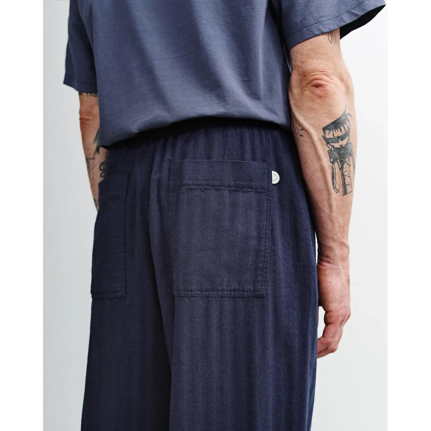 Rotholz Rotholz Pleated Wide Pant Herringbone Blue