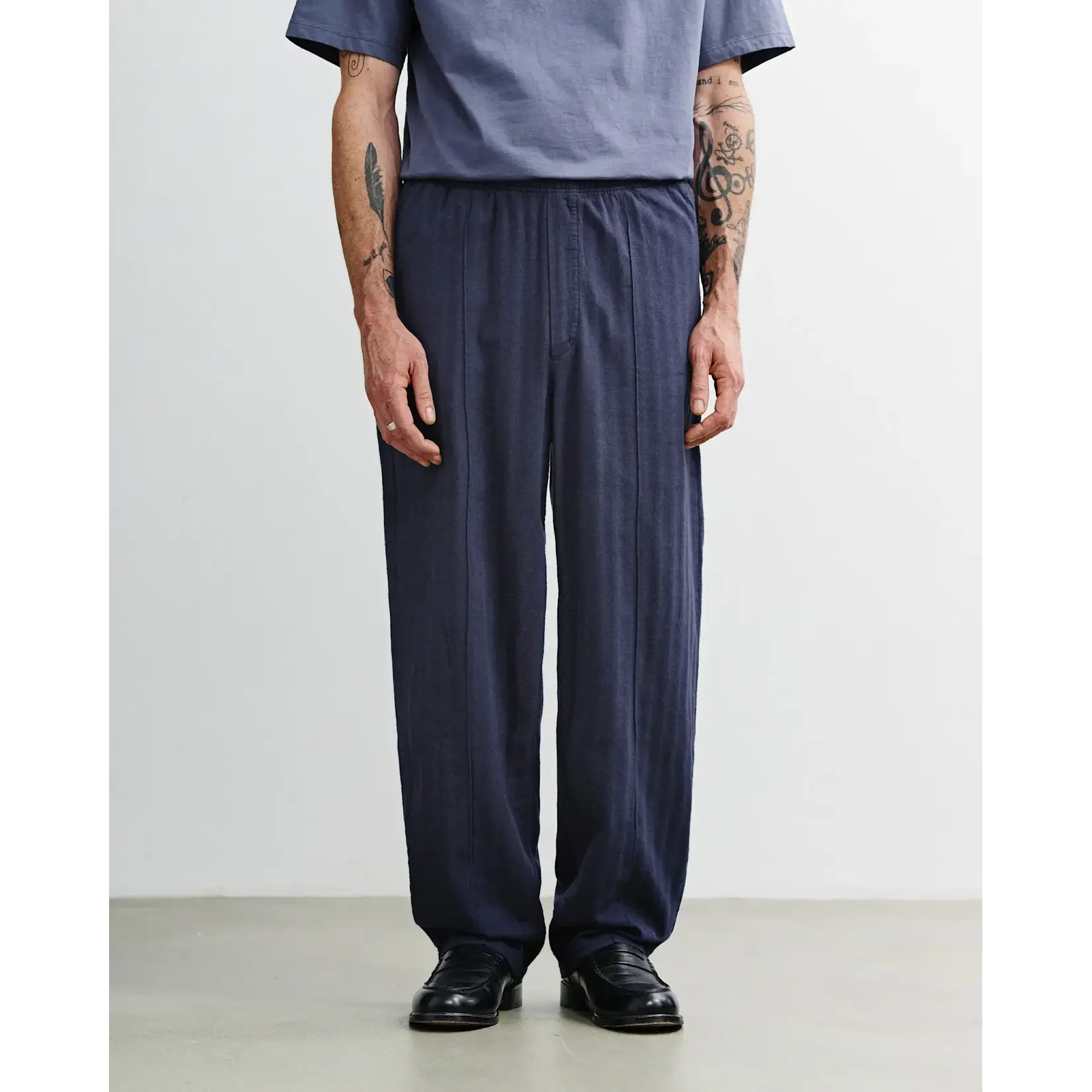 Rotholz Rotholz Pleated Wide Pant Herringbone Blue