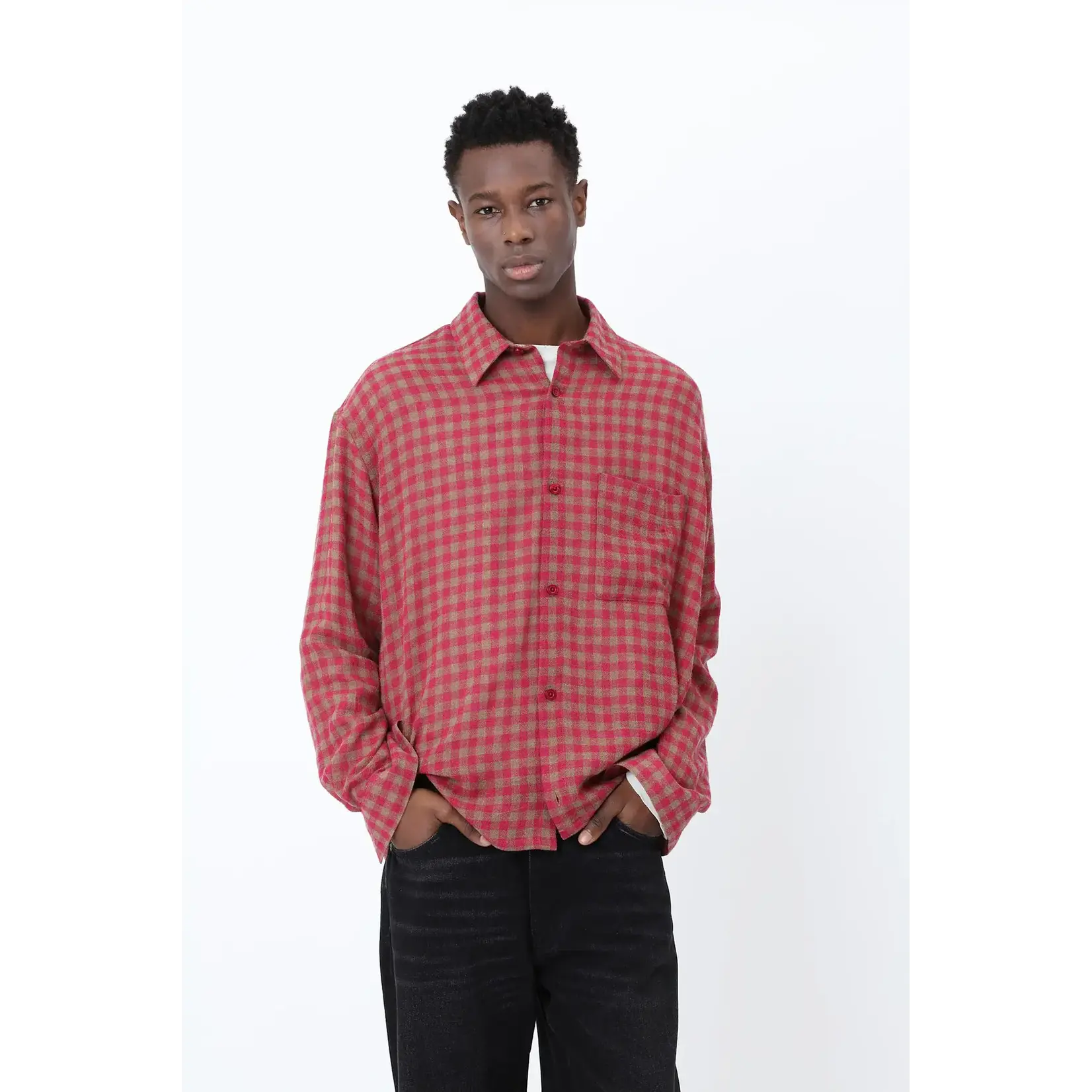 Won Hundred Won Hundred Mason Check shirt granita pink