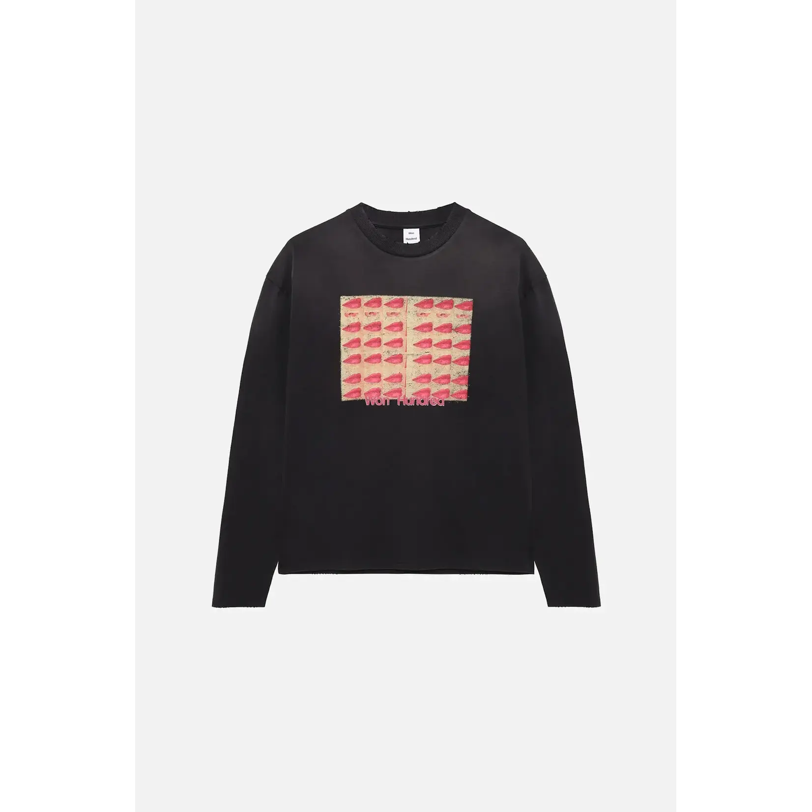 Won Hundred Won Hundred Steven kisses LS T-shirt washed black