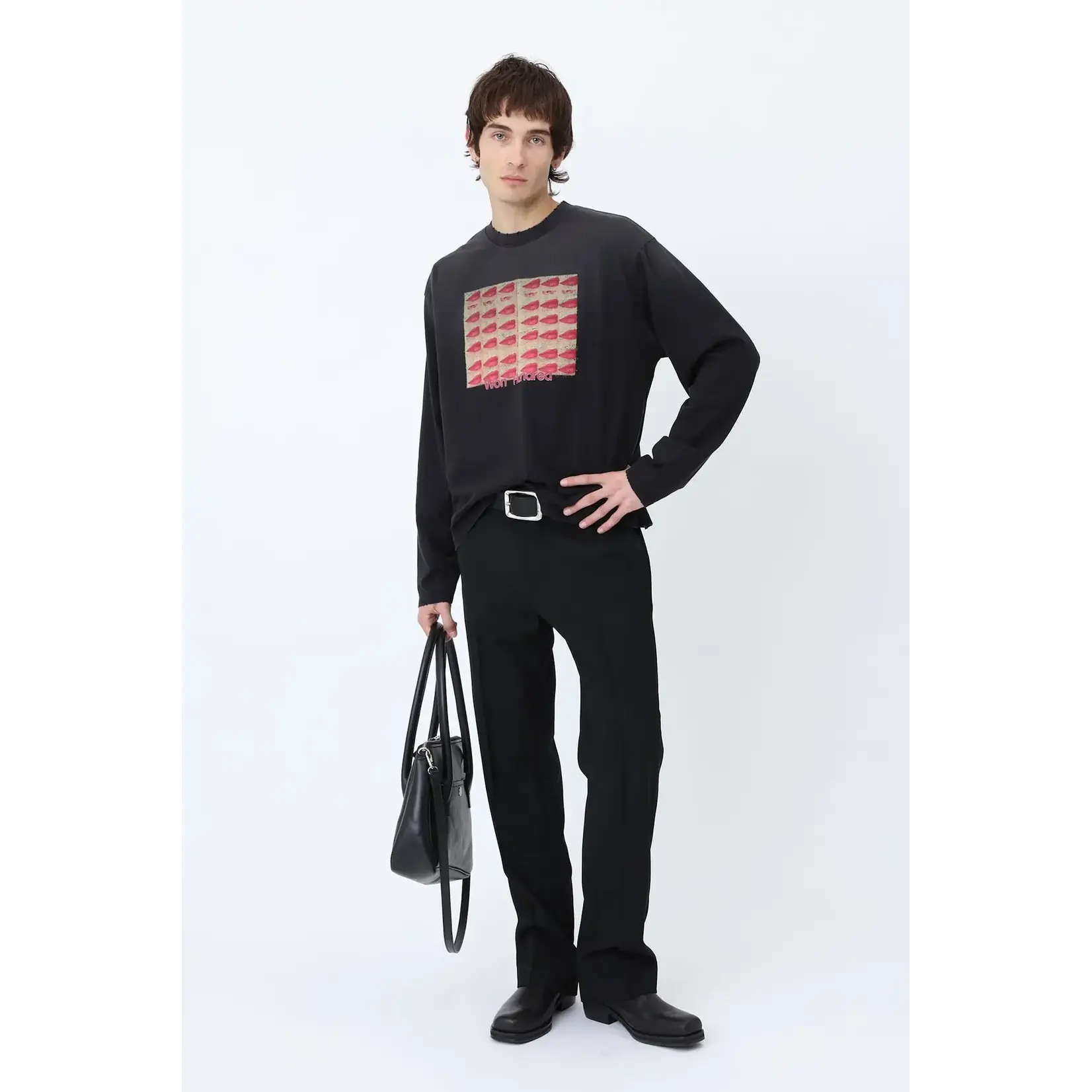 Won Hundred Won Hundred Steven kisses LS T-shirt washed black