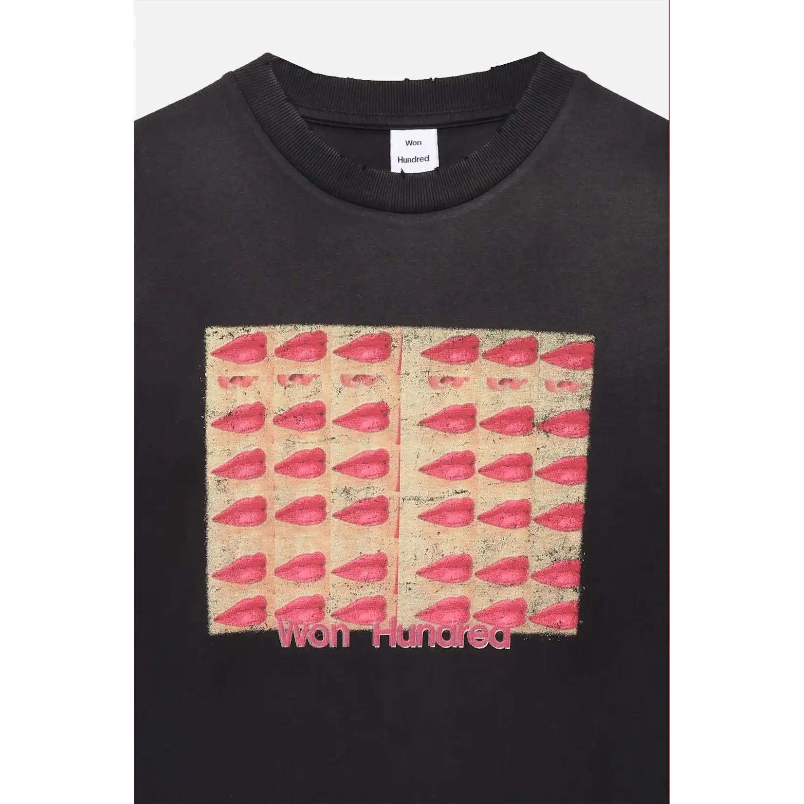 Won Hundred Won Hundred Steven kisses LS T-shirt washed black