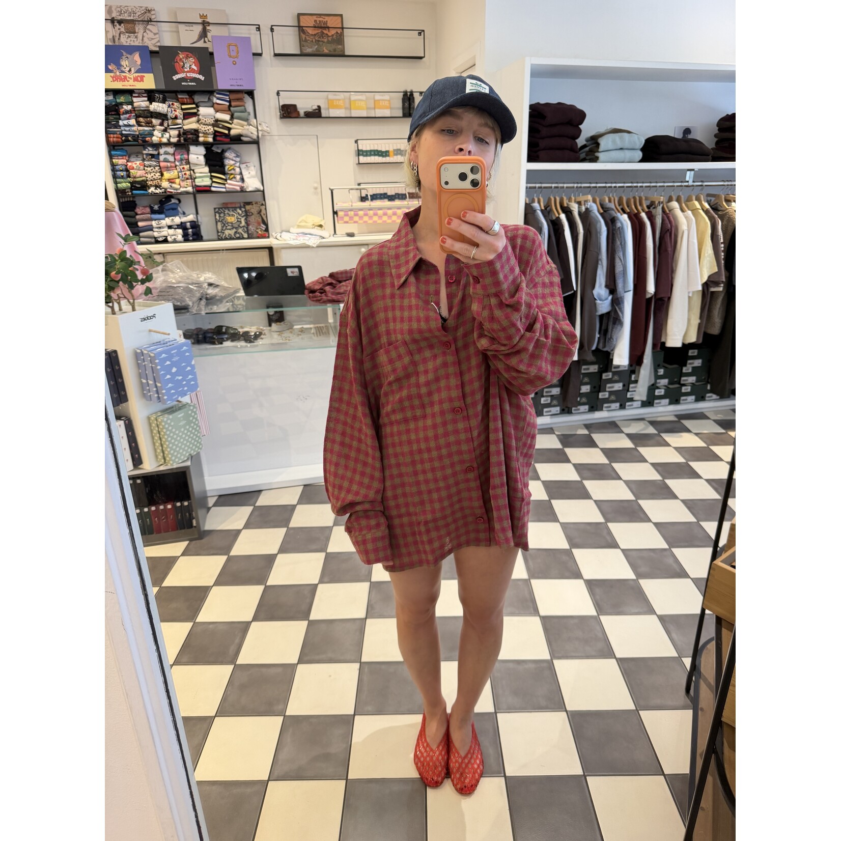 Won Hundred Won Hundred Mason Check shirt granita pink