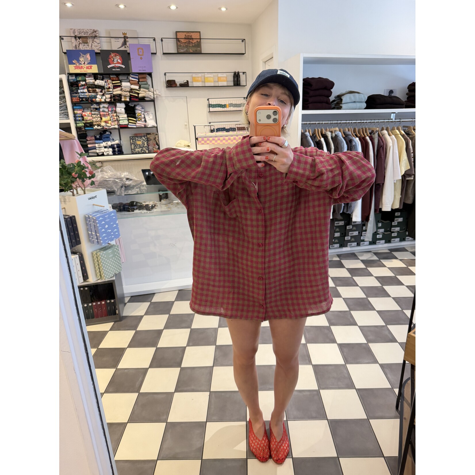 Won Hundred Won Hundred Mason Check shirt granita pink