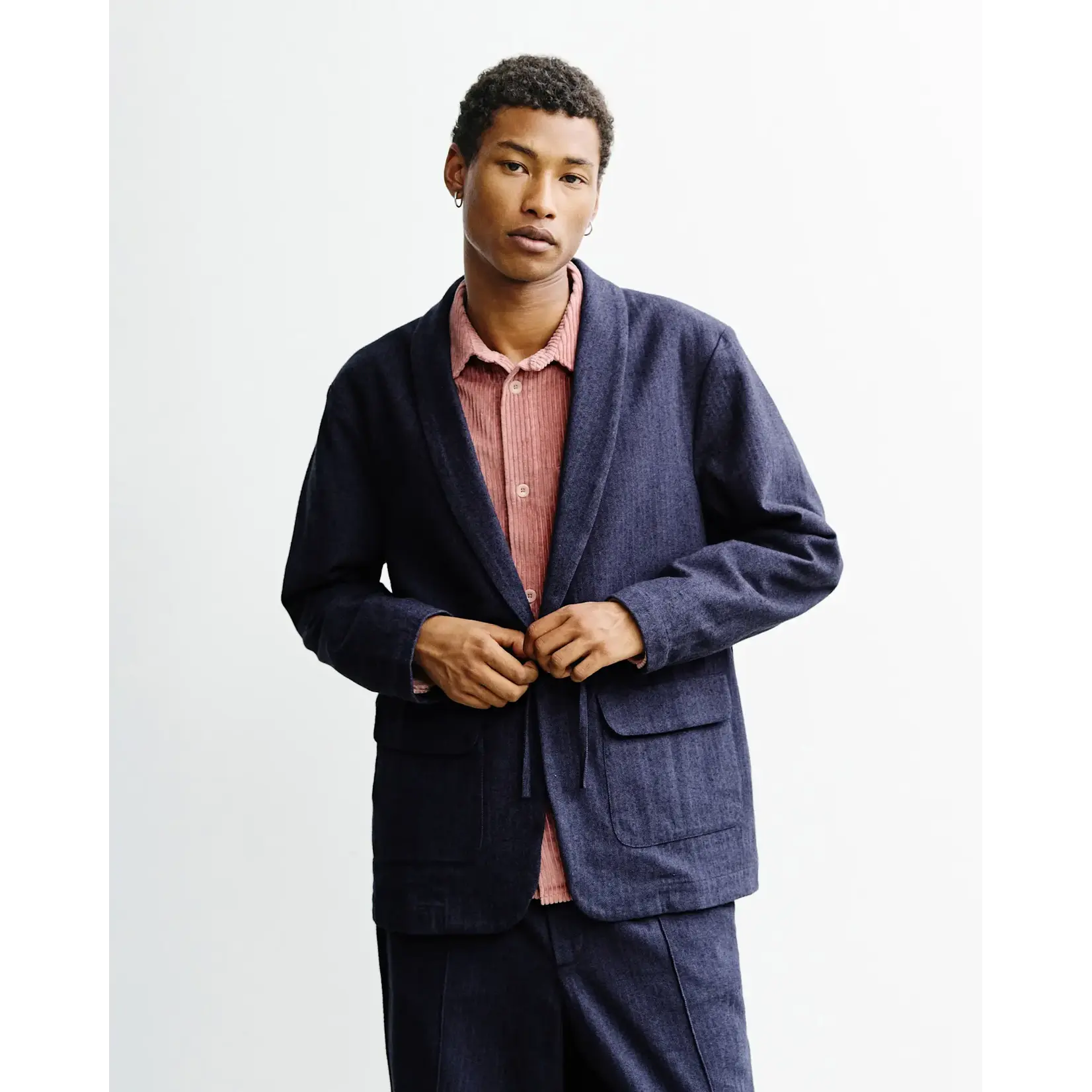 Rotholz Rotholz Kimono Blazer Herringbone Blue