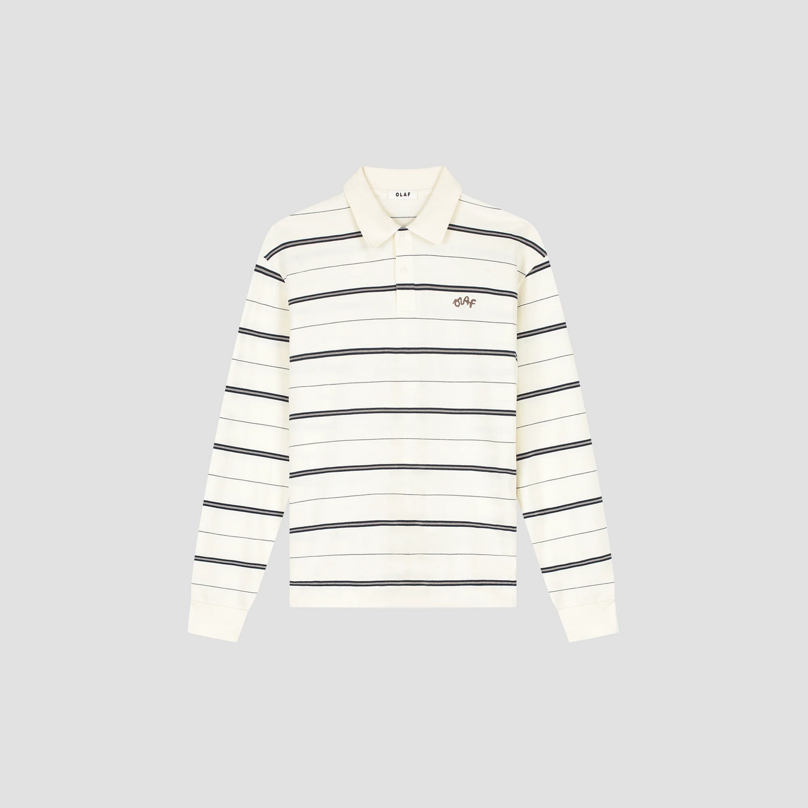 Olaf Hussein Olaf striped signature LS polo off white /navy