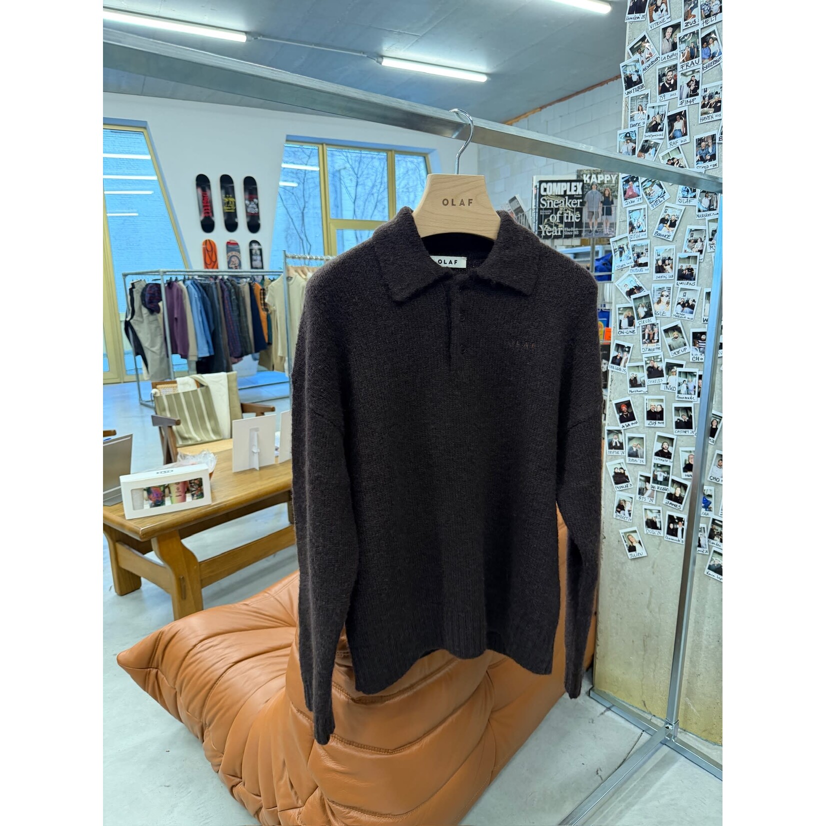 Olaf Hussein Olaf oversized knitted polo chocolate plum