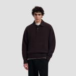 Olaf Hussein Olaf oversized knitted polo chocolate plum