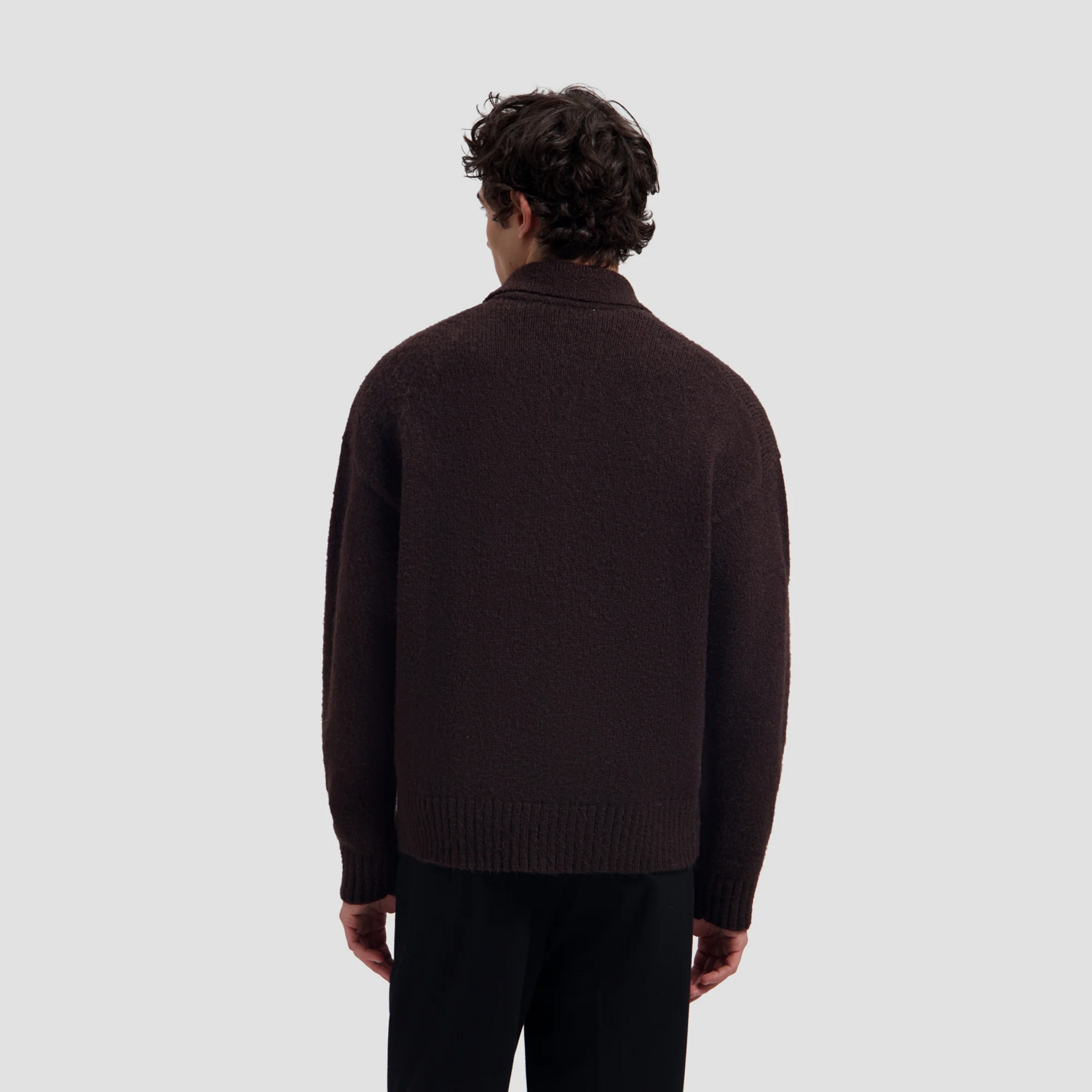 Olaf Hussein Olaf oversized knitted polo chocolate plum