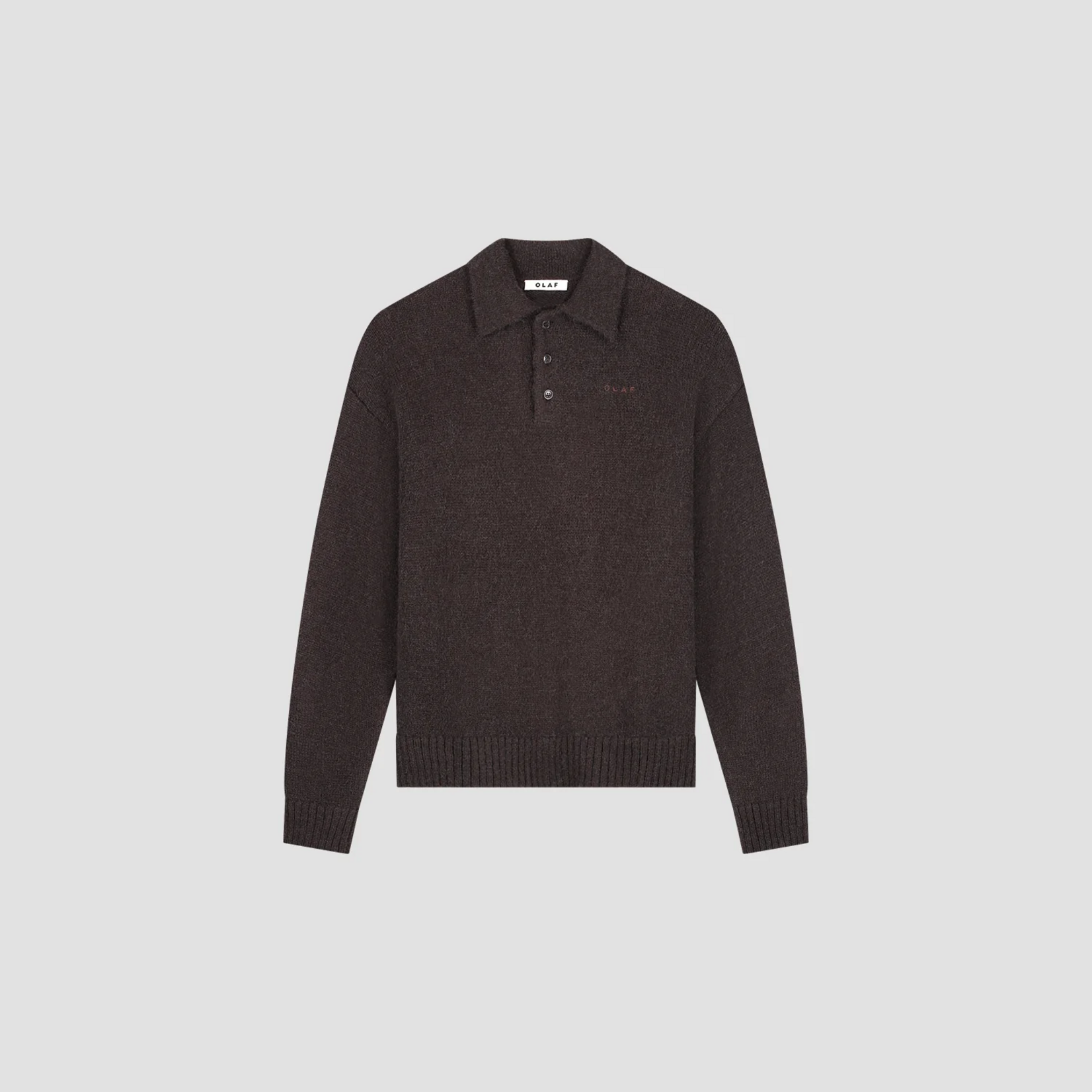 Olaf Hussein Olaf oversized knitted polo chocolate plum