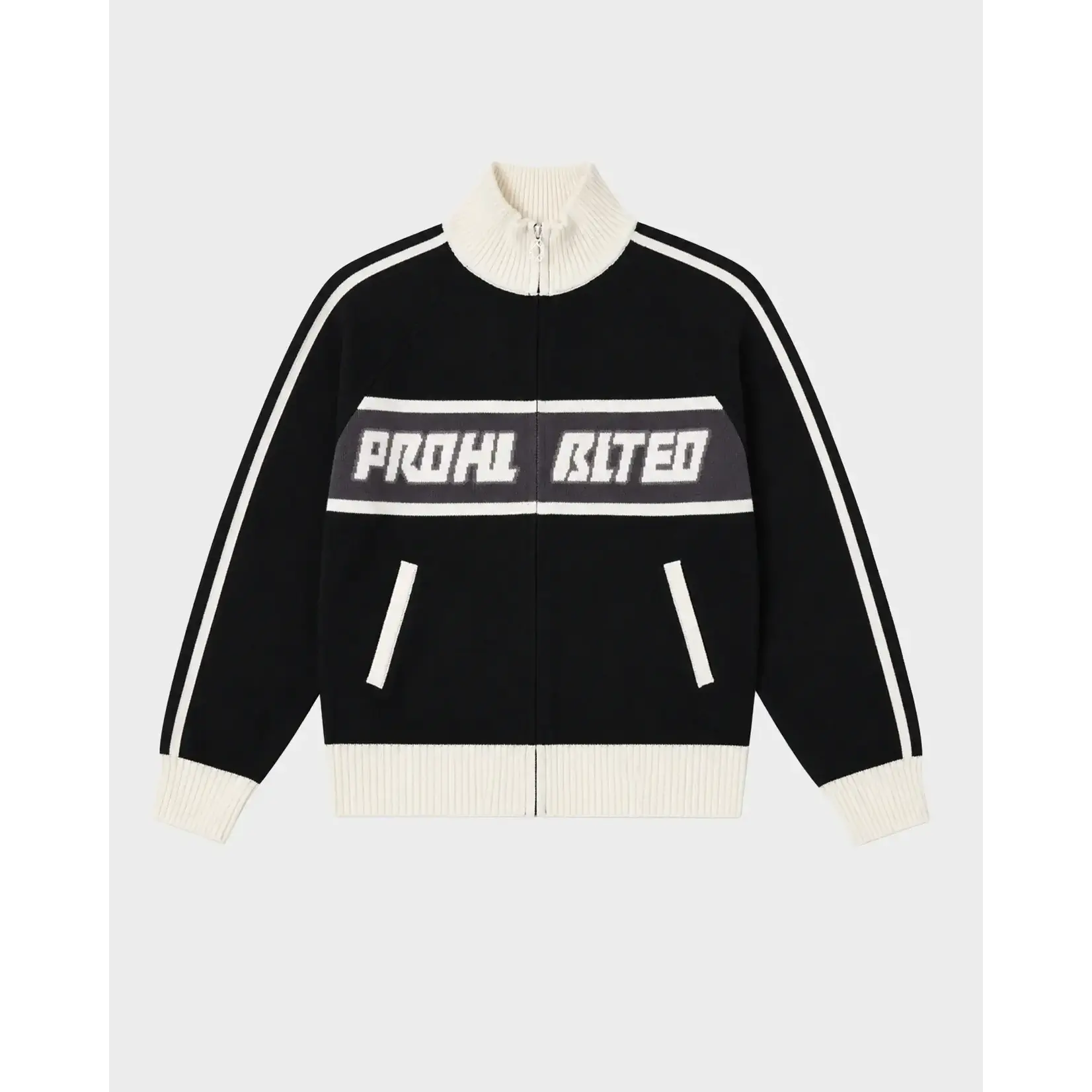 Prohibited Prohibited Letterman knit jacket black