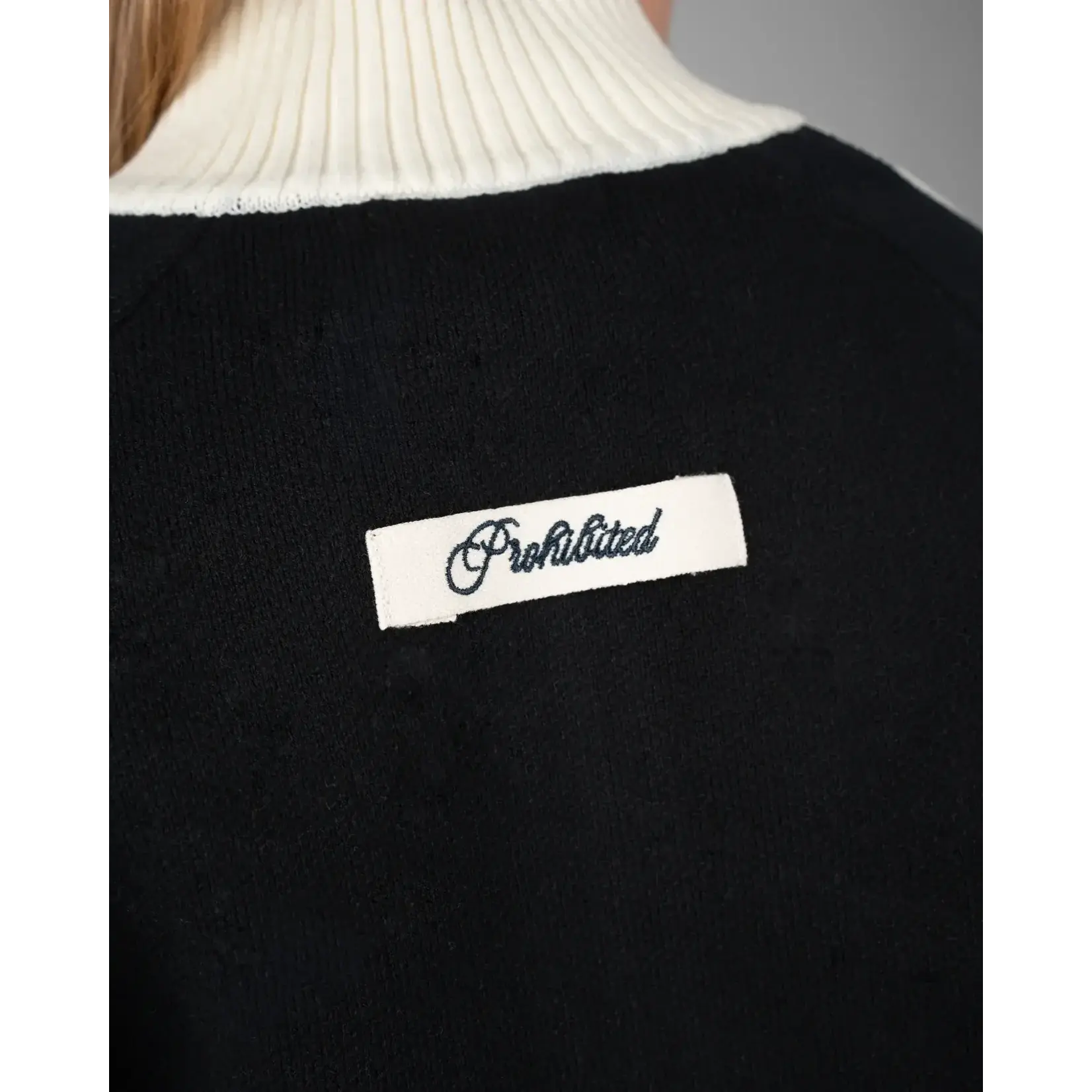 Prohibited Prohibited Letterman knit jacket black