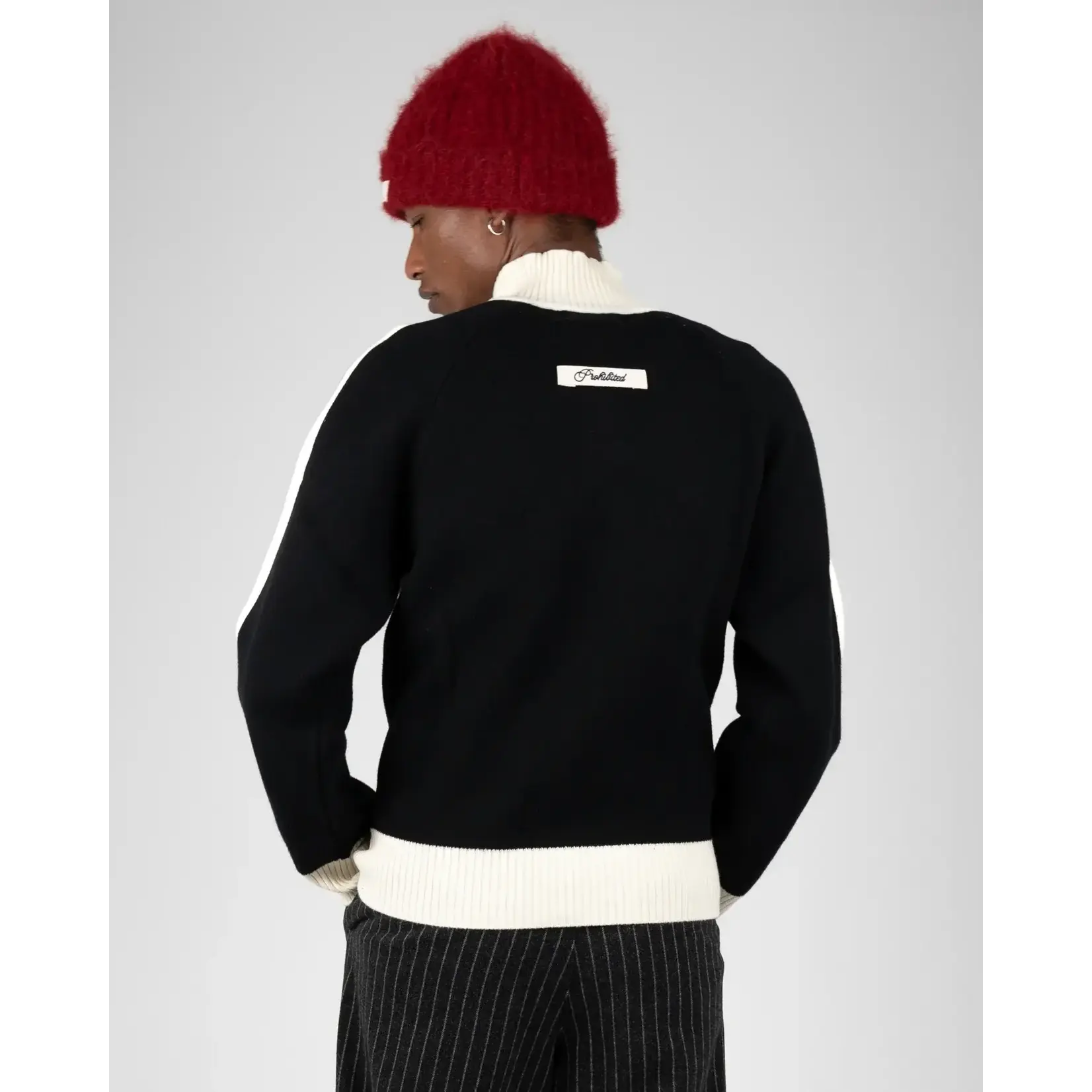 Prohibited Prohibited Letterman knit jacket black