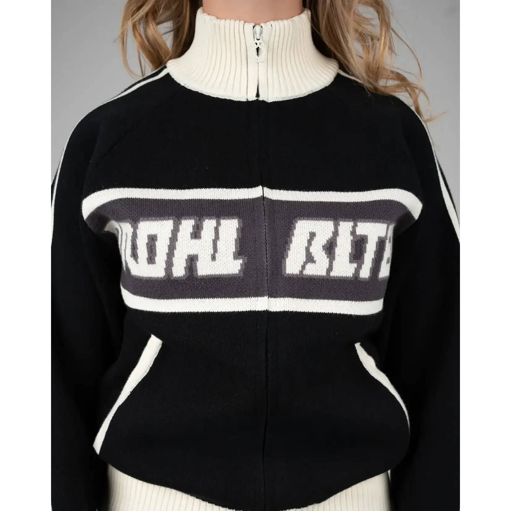 Prohibited Prohibited Letterman knit jacket black