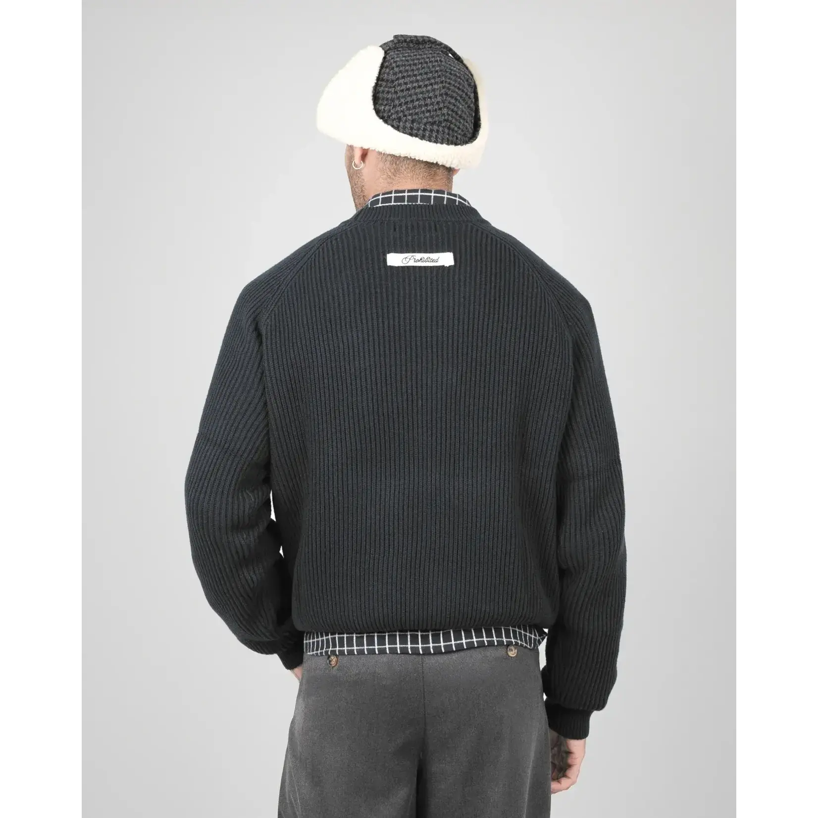Prohibited Prohibited Campus Knit Sweater Dark Grey