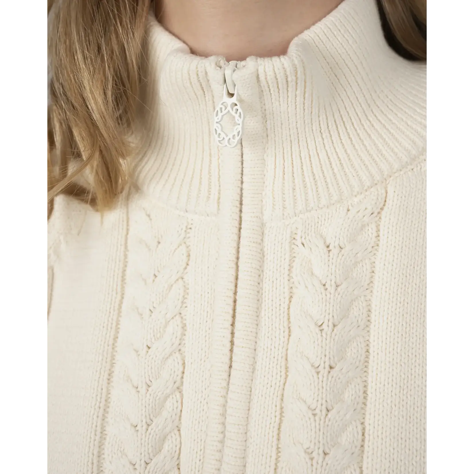 Prohibited Prohibited Cable Knit Quarter Zip Cream